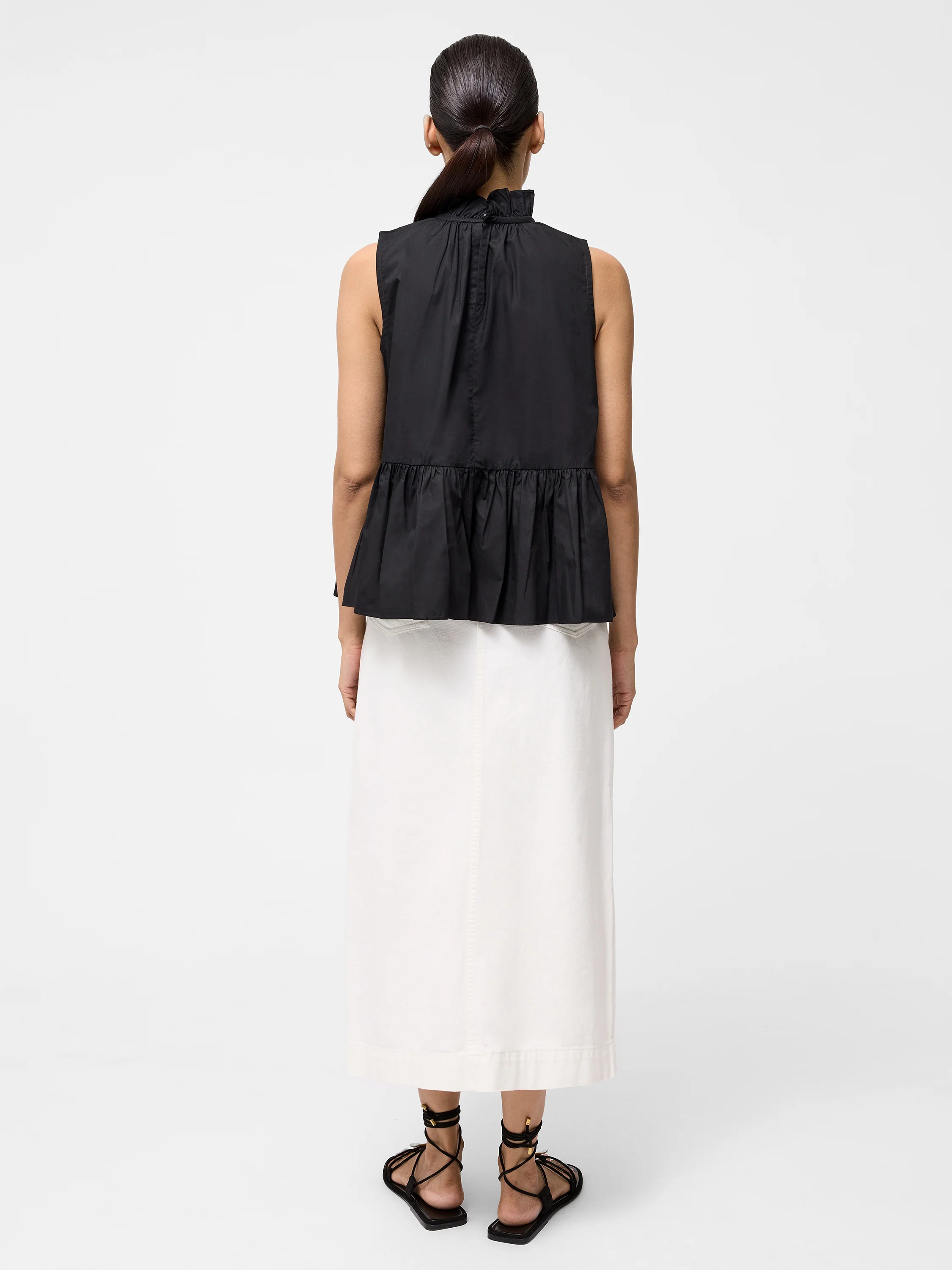 High Neck Sleeveless Poplin Top - Image 5