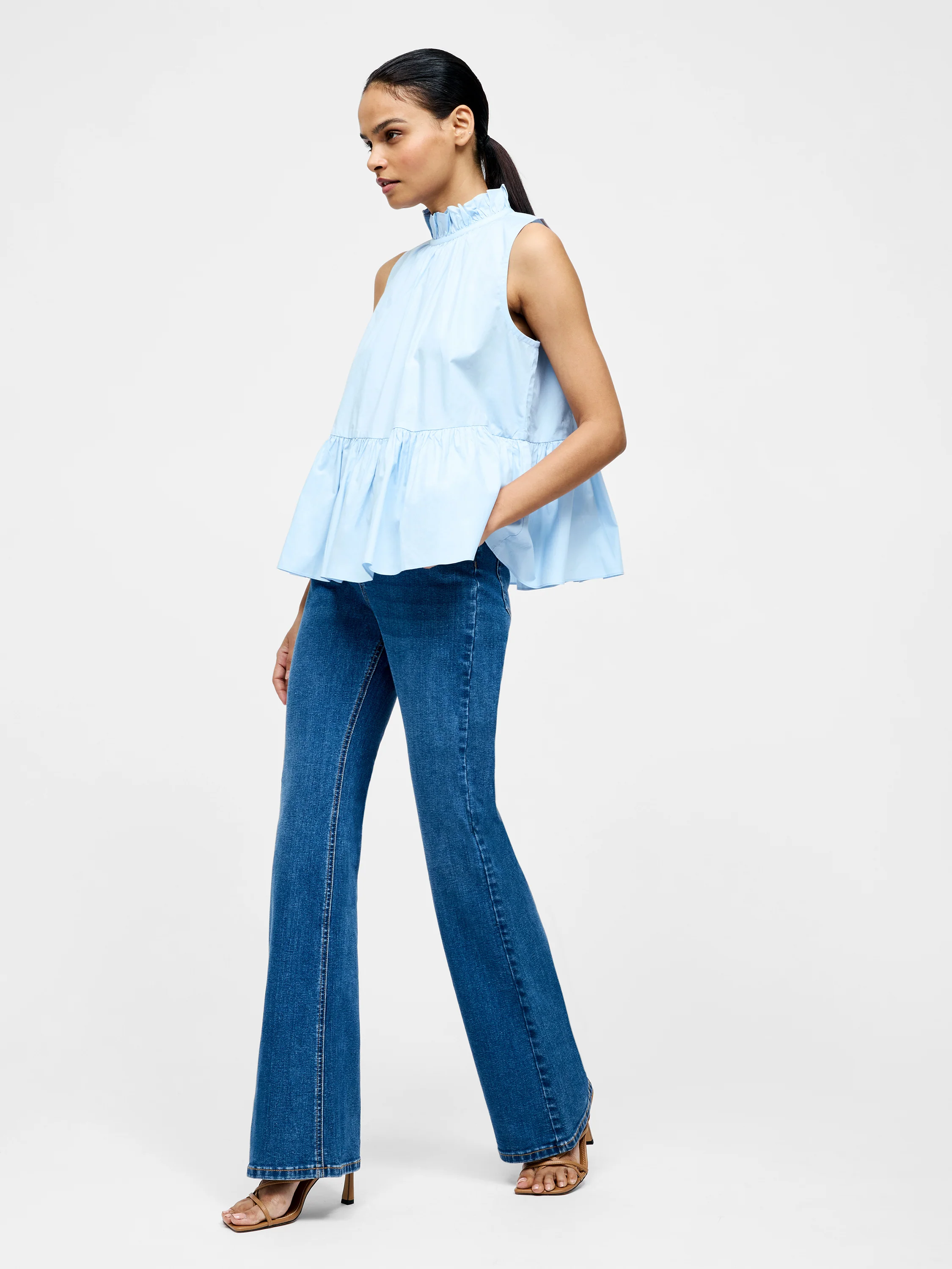 High Neck Sleeveless Poplin Top - Image 3