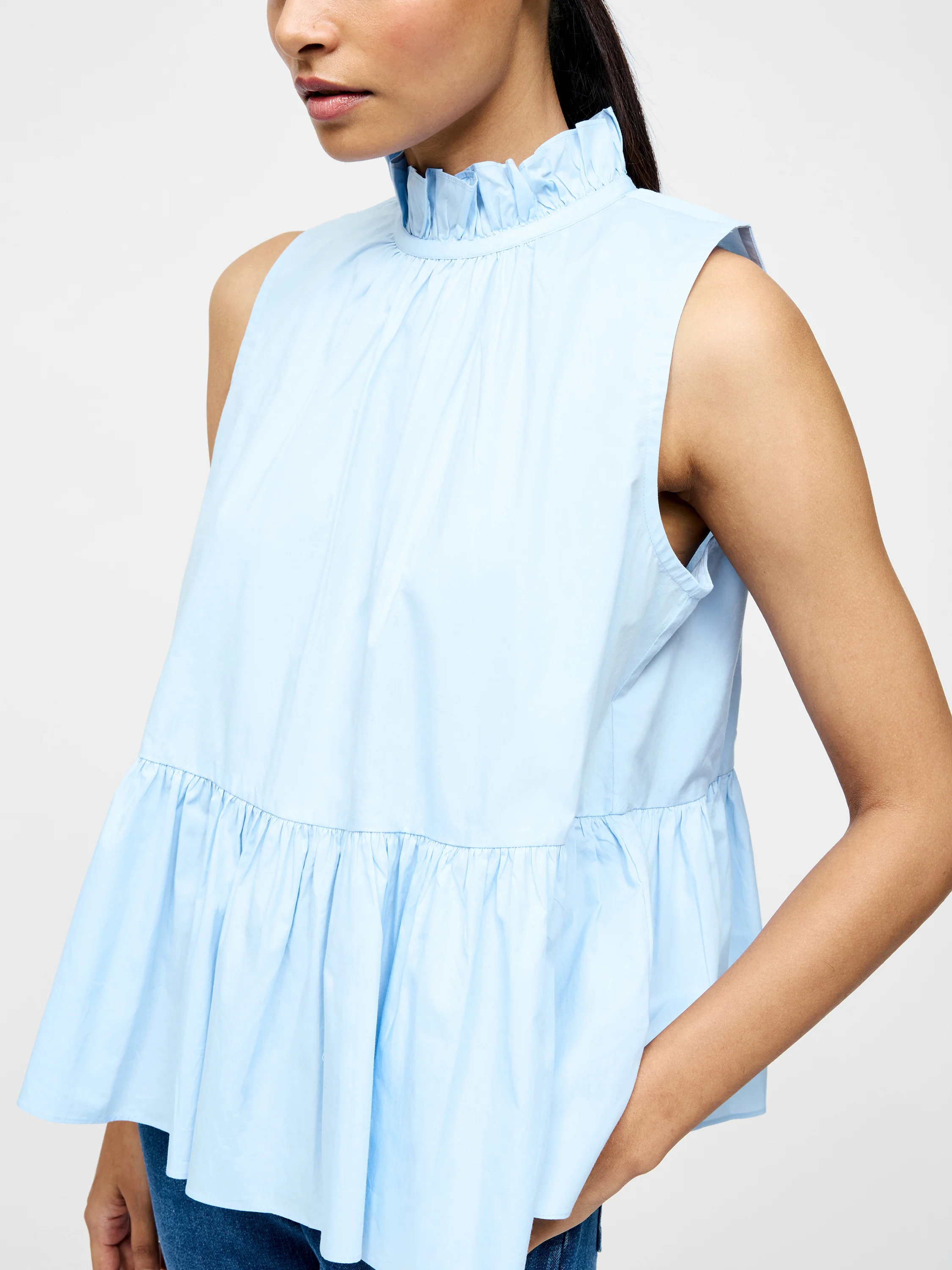 High Neck Sleeveless Poplin Top - Image 4