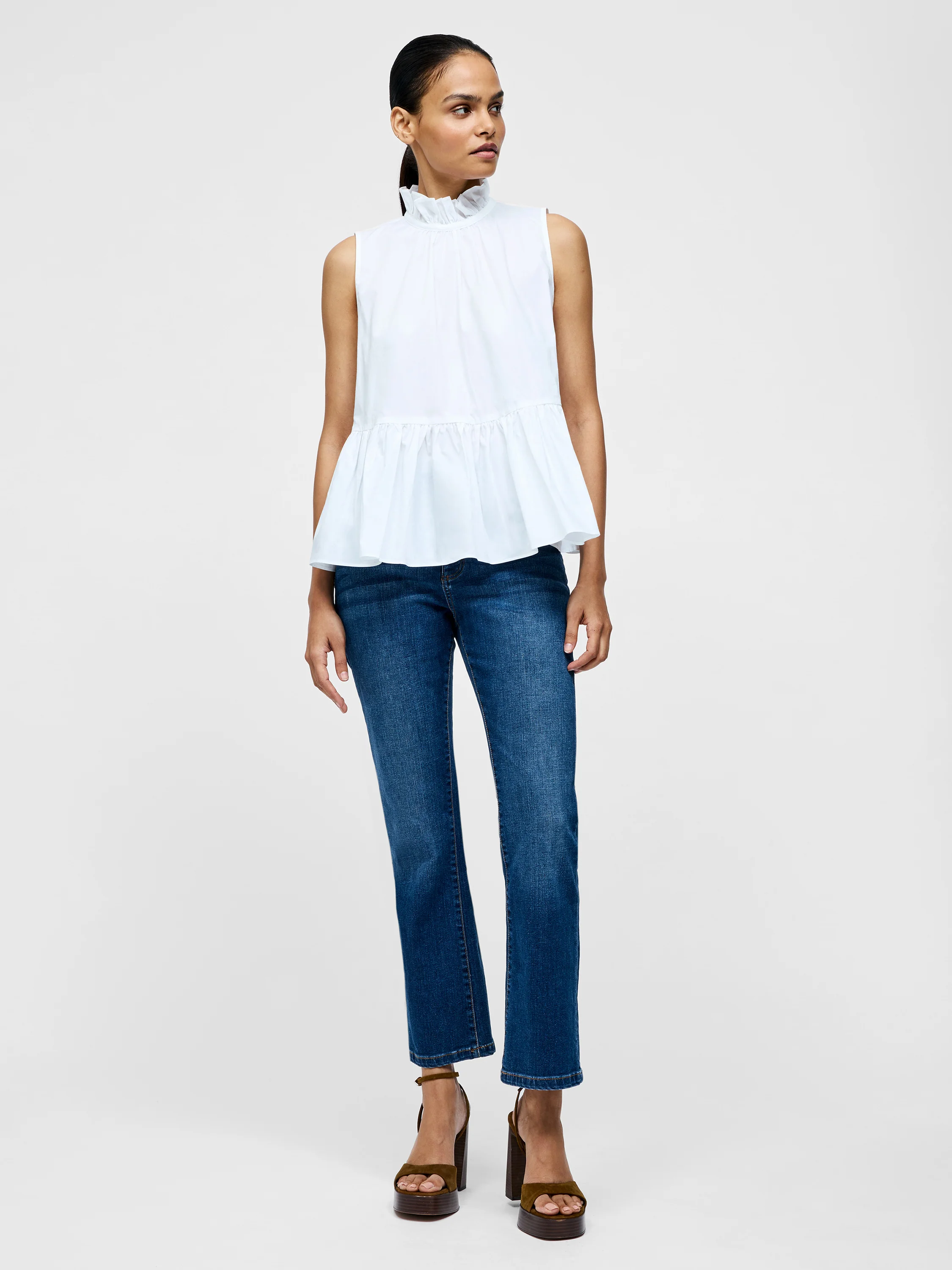 High Neck Sleeveless Poplin Top - Image 2