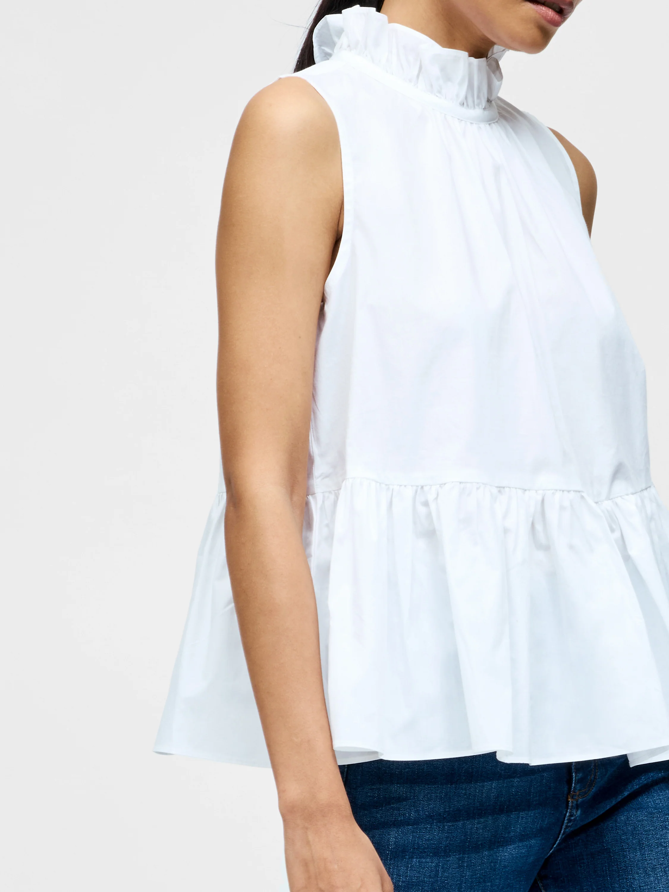 High Neck Sleeveless Poplin Top - Image 4