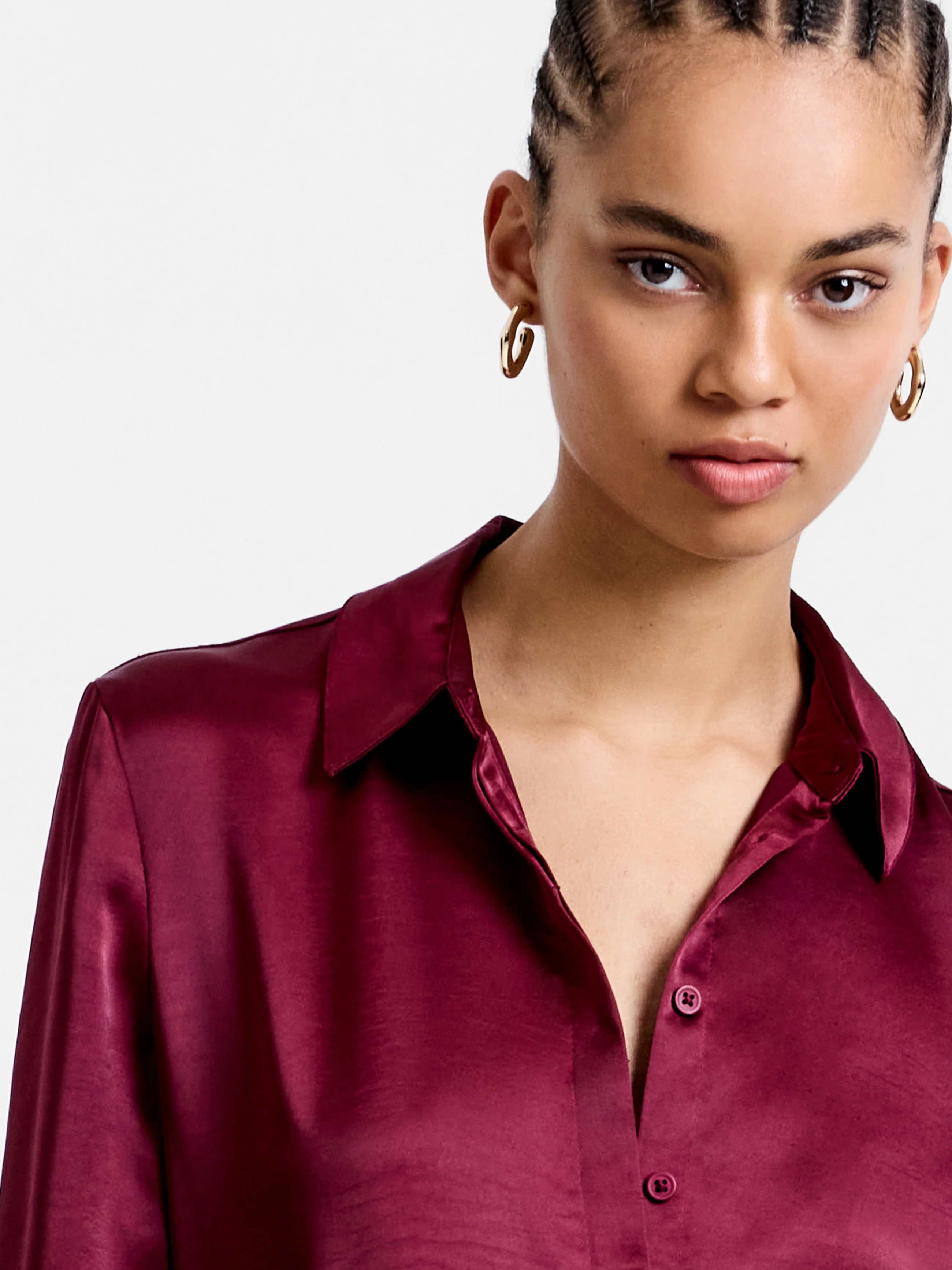 Irina Satin Long Sleeve Shirt - Image 4