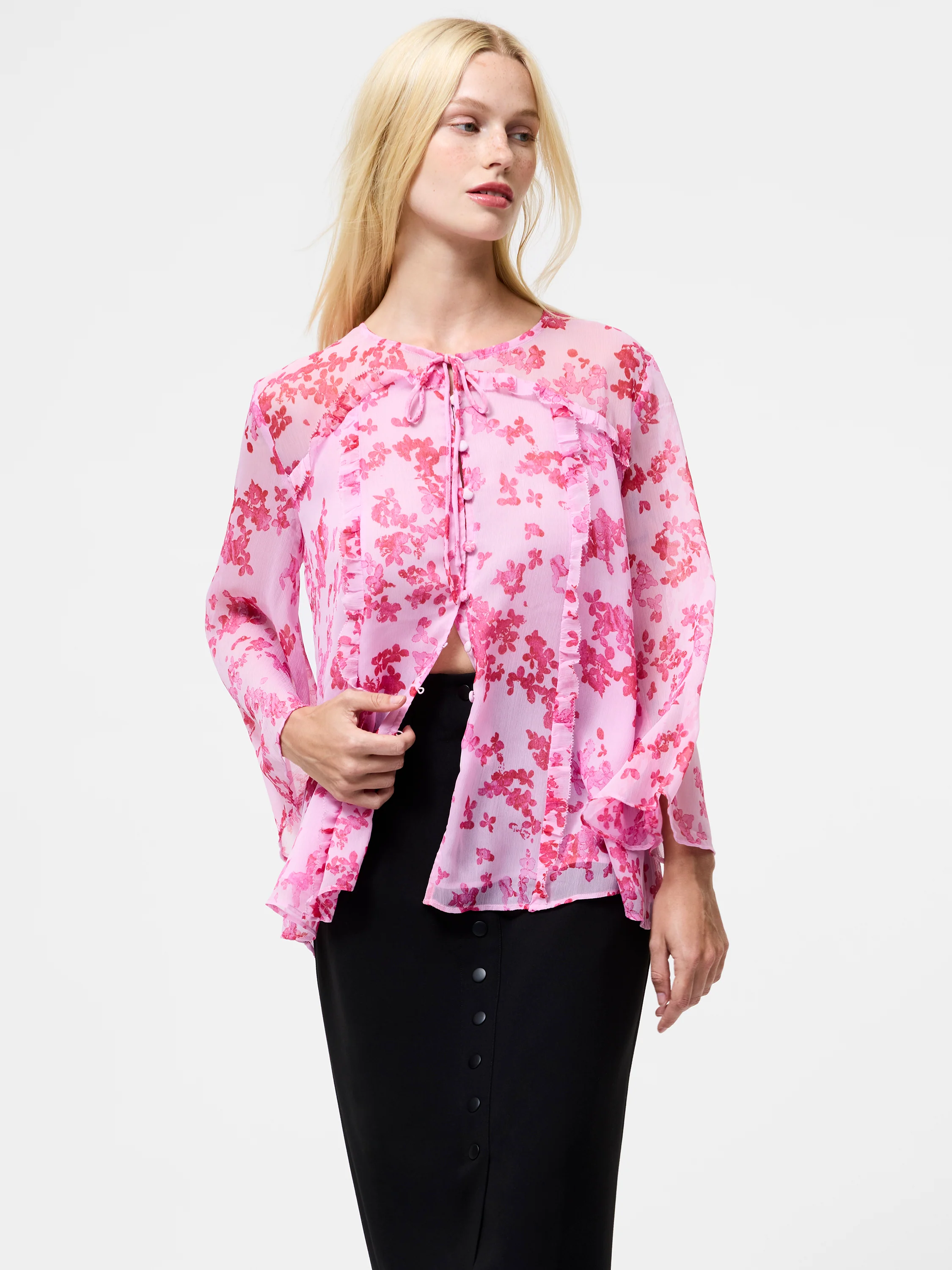 Isla Hallie Crinkle Tie Neck Top - Image 2