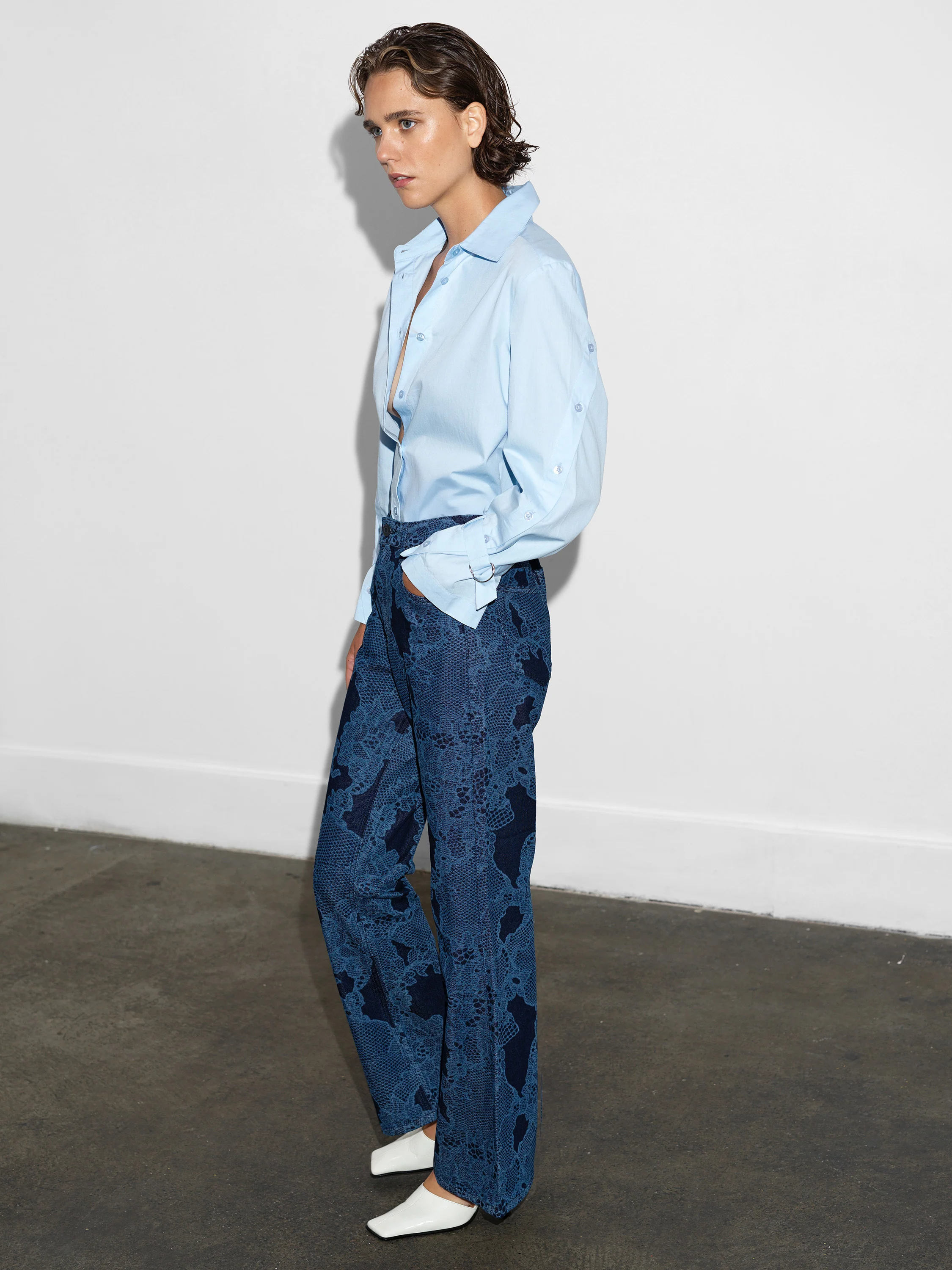 Jennie Denim Lace Print Flared Jeans - Image 2