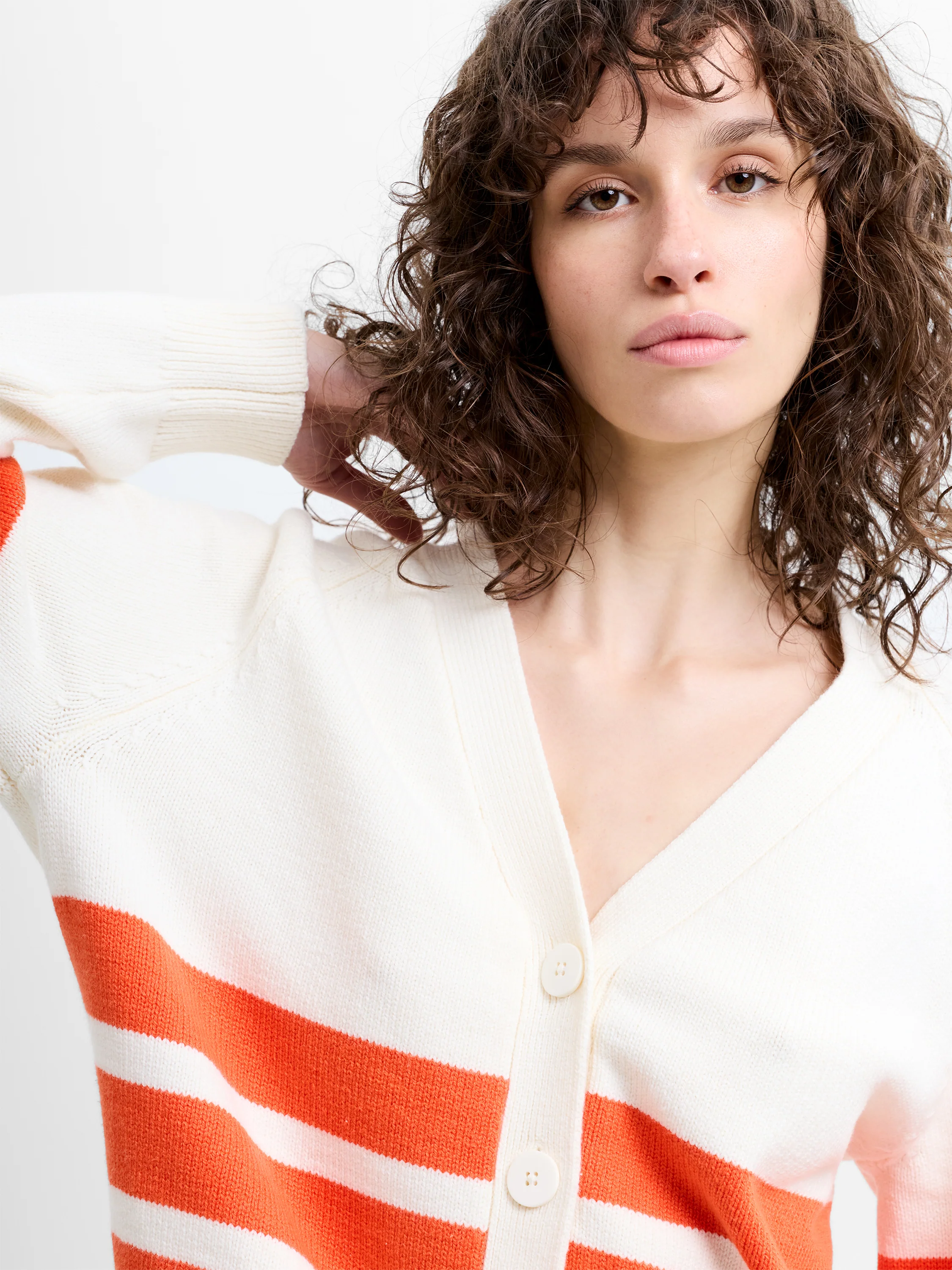 June Knit Striped Grandad Cardigan - Image 4