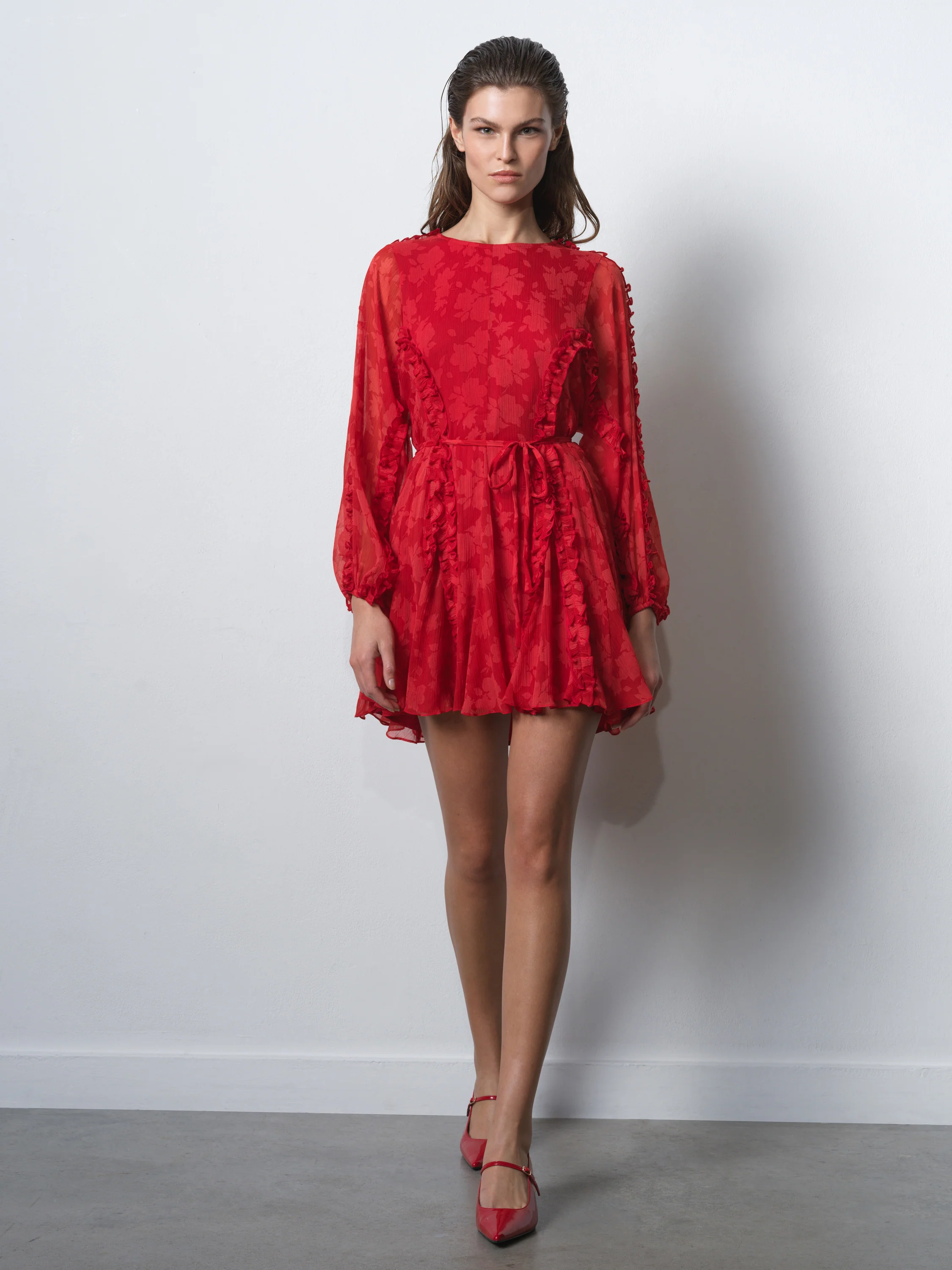 Kara Print Long Sleeve Flared Mini Dress - Image 2