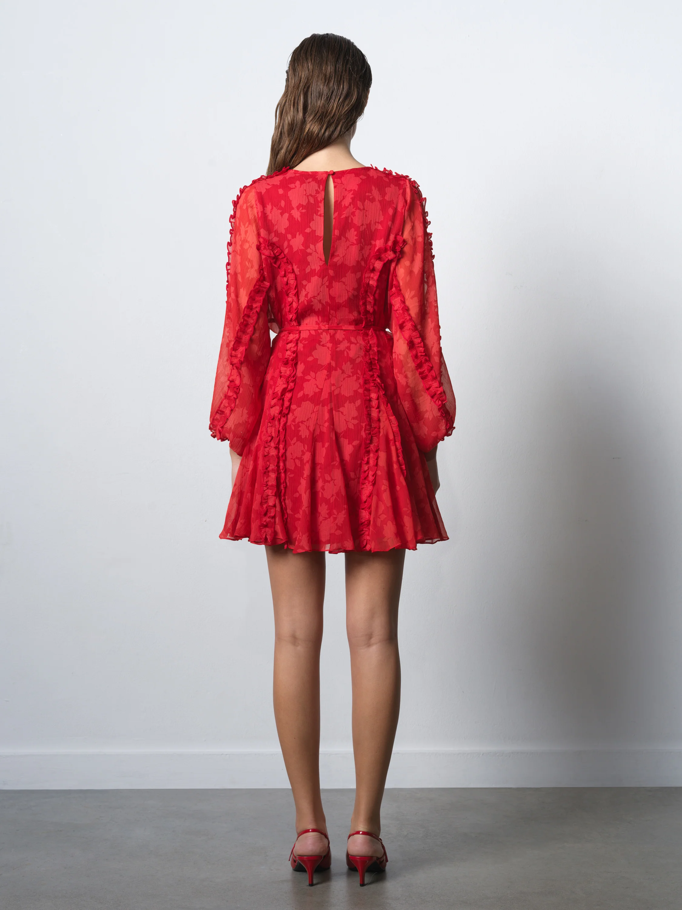 Kara Print Long Sleeve Flared Mini Dress - Image 5