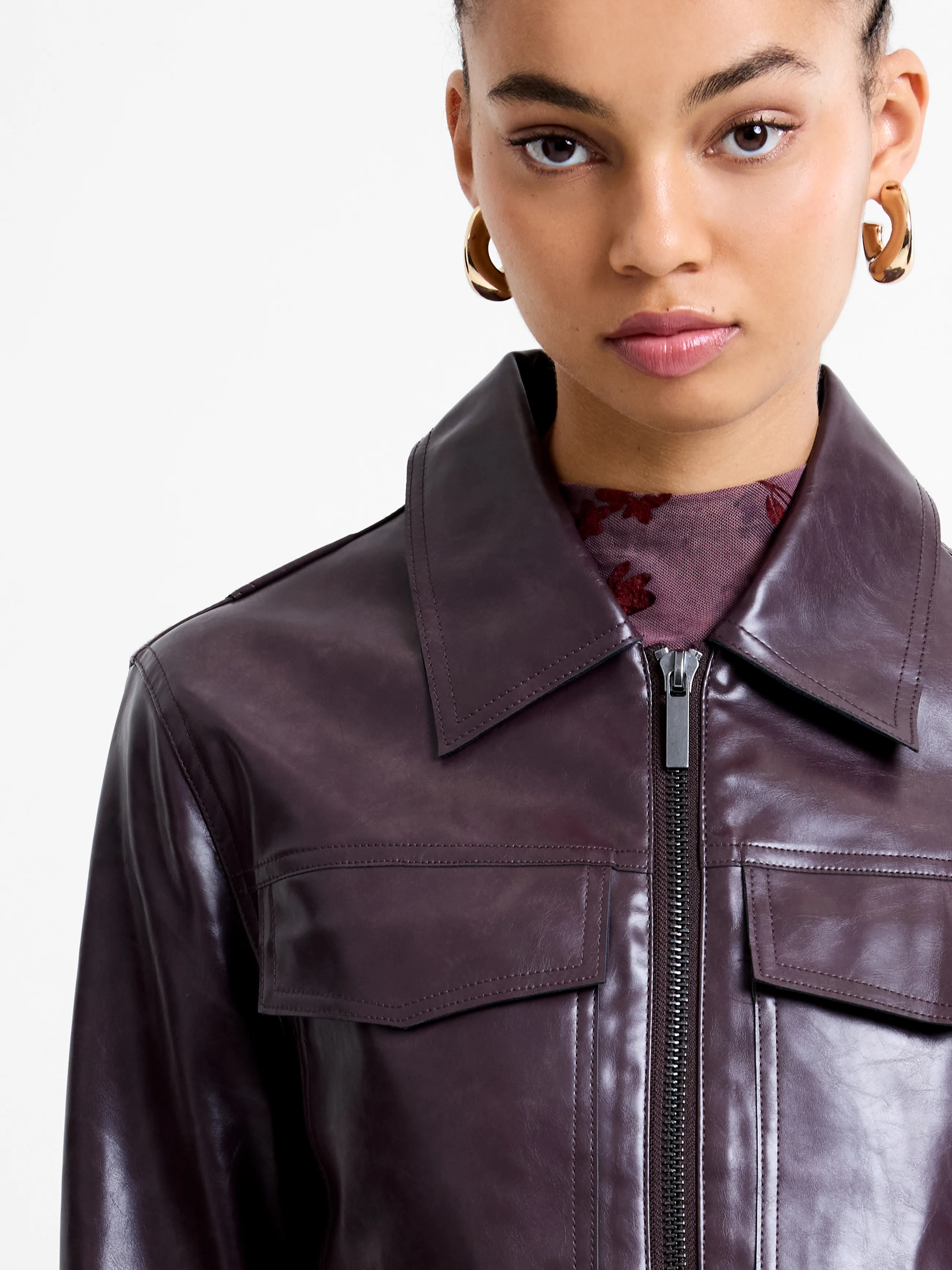 Kayleigh PU Bomber Jacket - Image 5