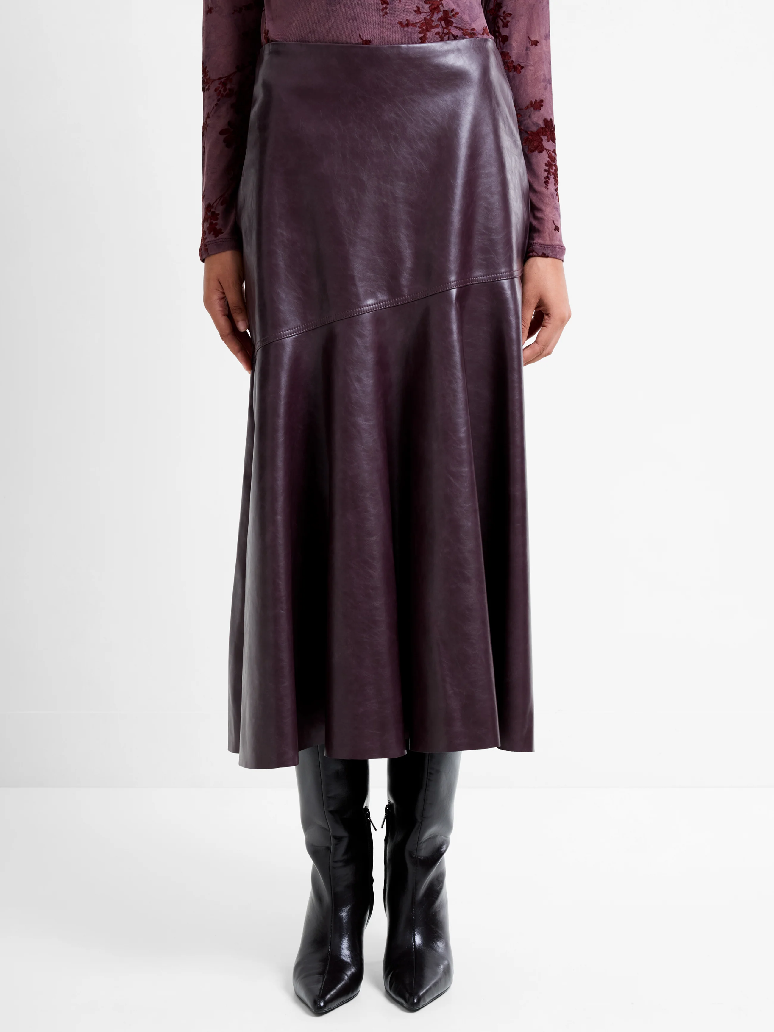 Kayleigh PU Fluted Midi Skirt - Image 4