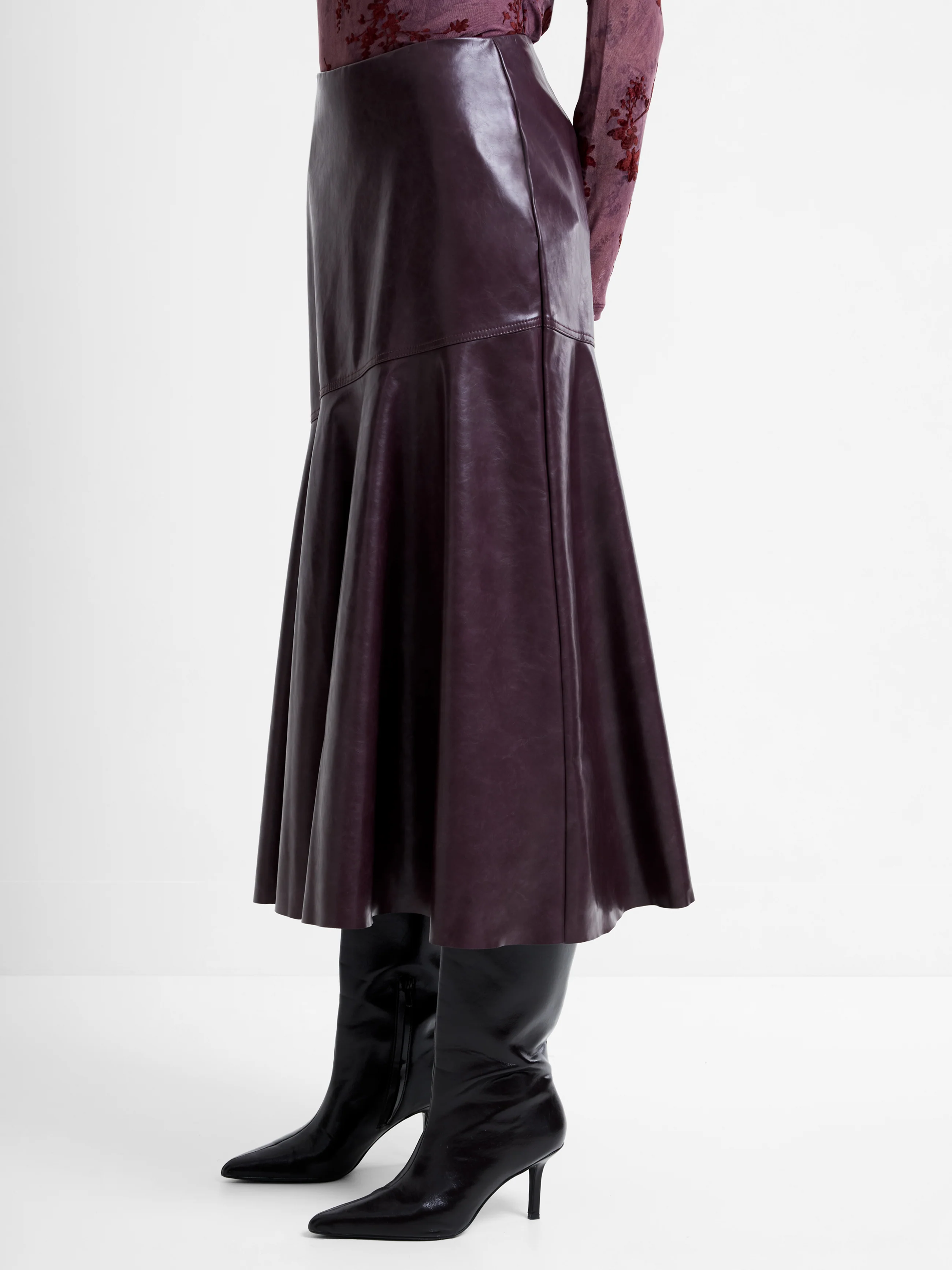 Kayleigh PU Fluted Midi Skirt - Image 5