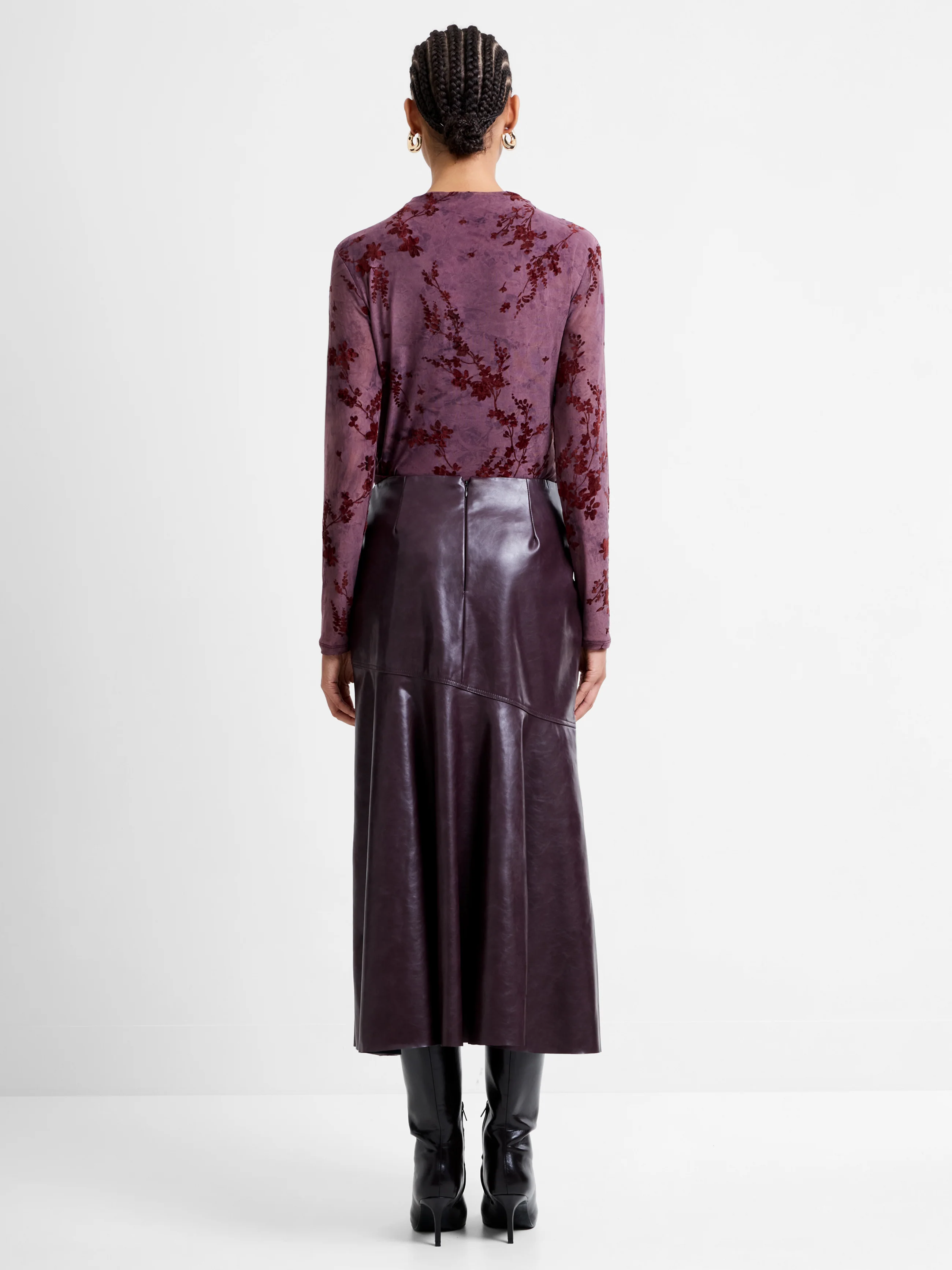 Kayleigh PU Fluted Midi Skirt - Image 6