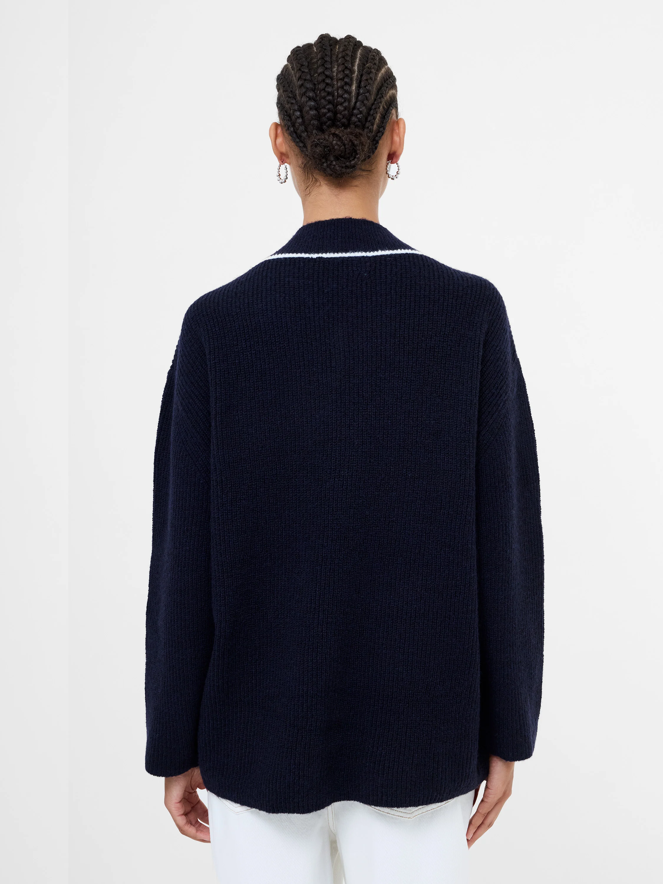 Kezia Recycled Vertical V Neck Jumper - Image 4