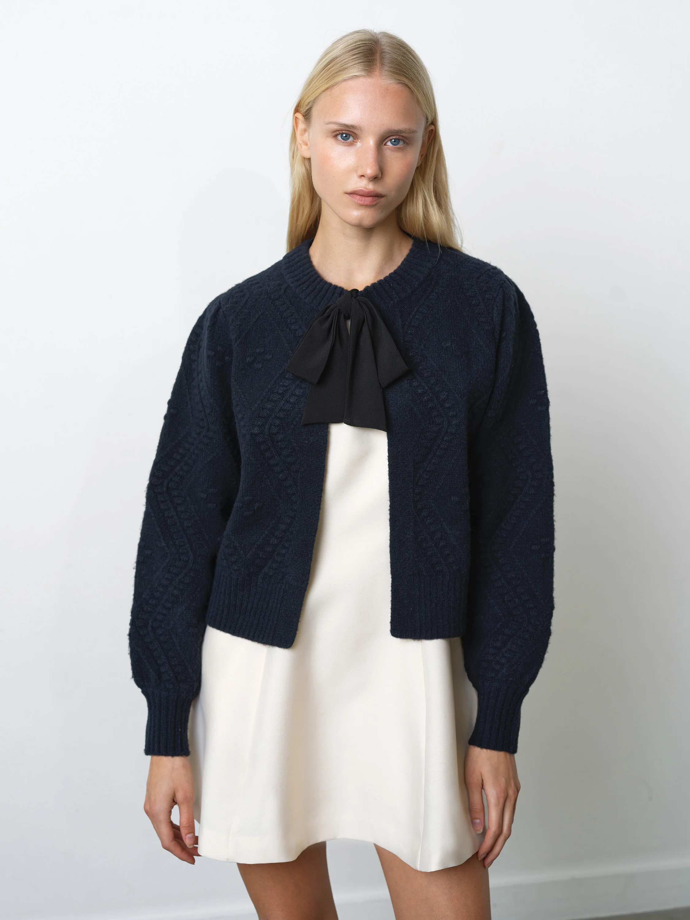 Kitty Recycled Bobble Bow Cardigan