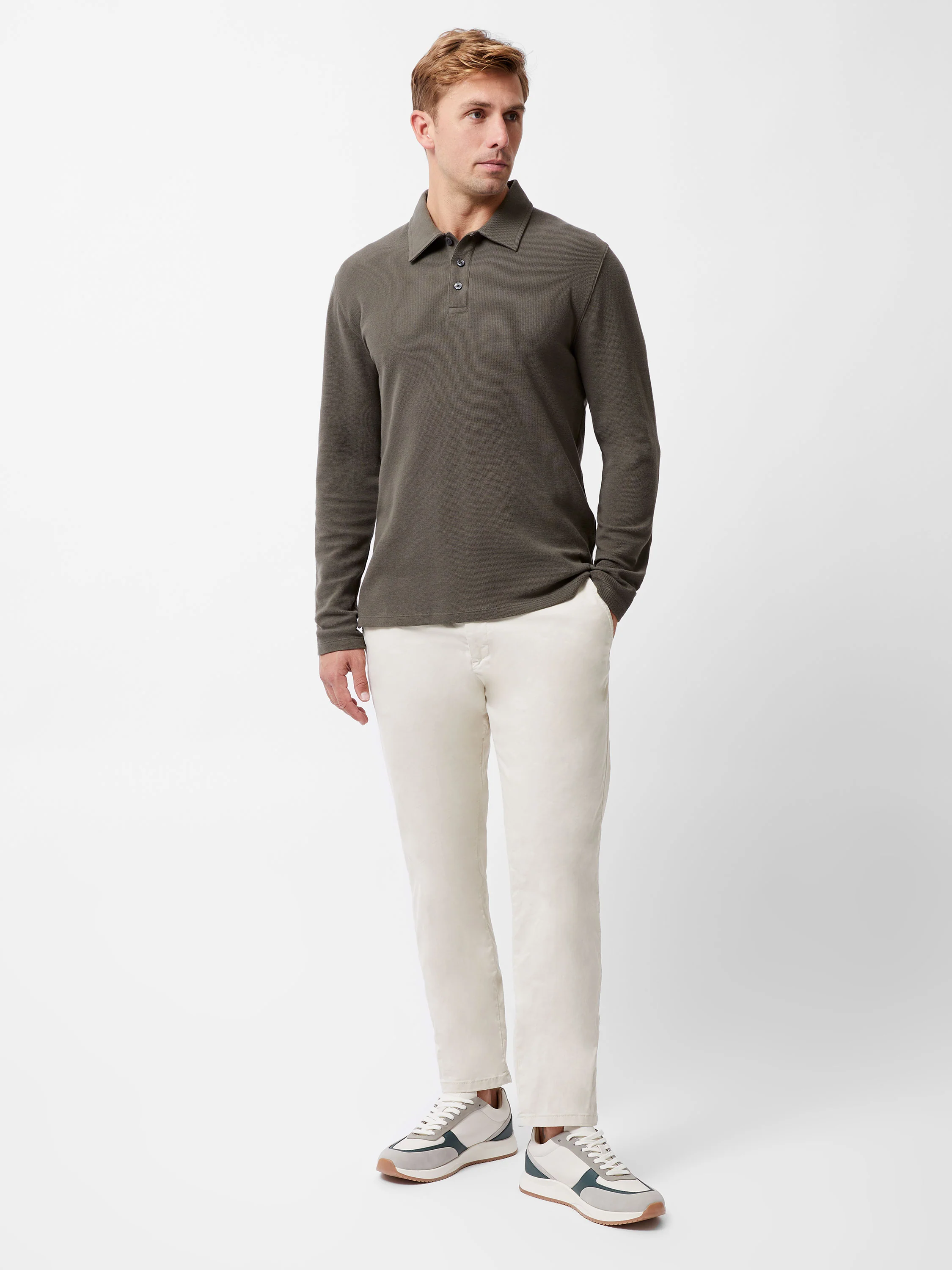 Long Sleeve Buttoned Polo Shirt - Image 2
