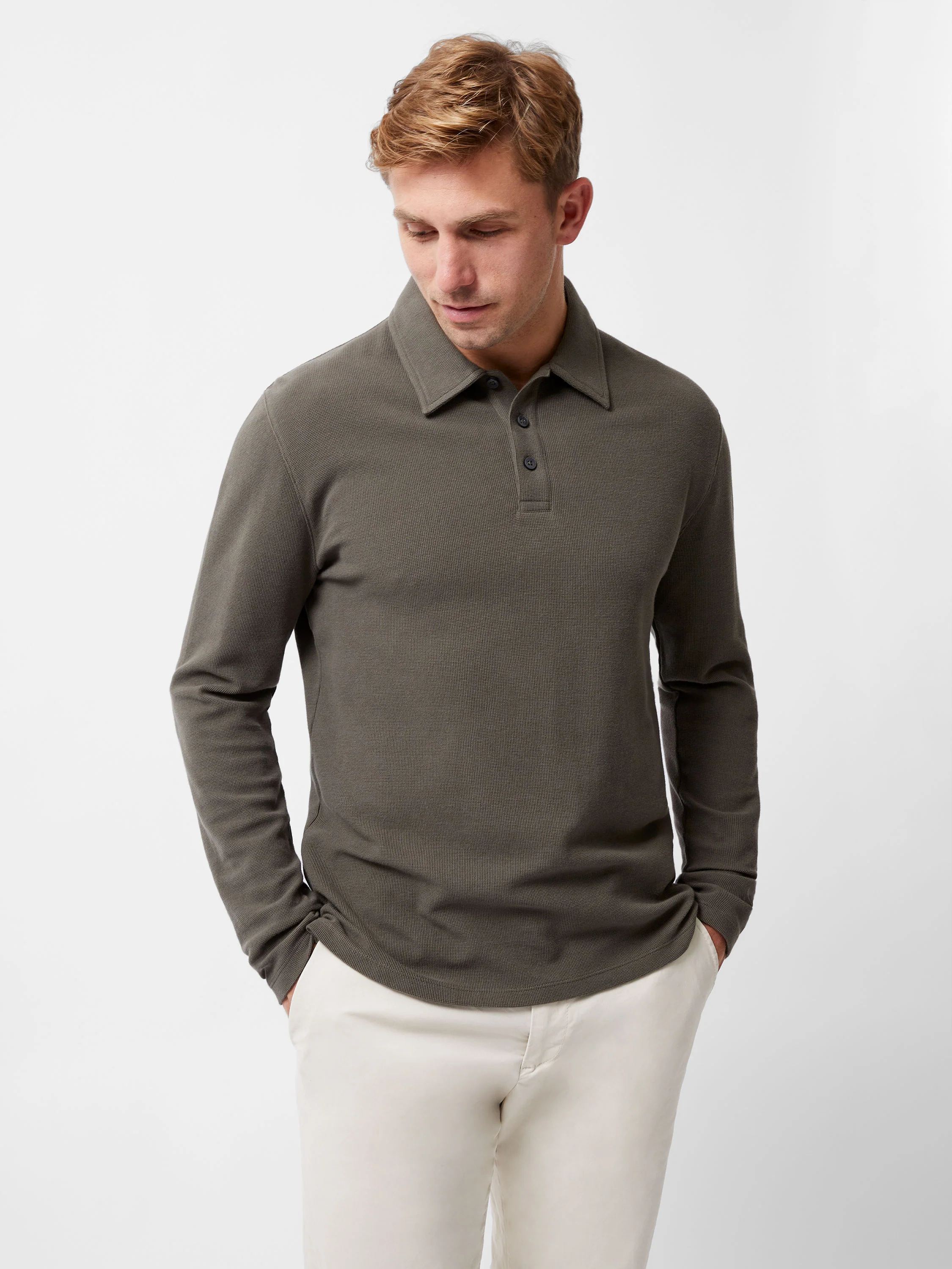 Long Sleeve Buttoned Polo Shirt - Image 4