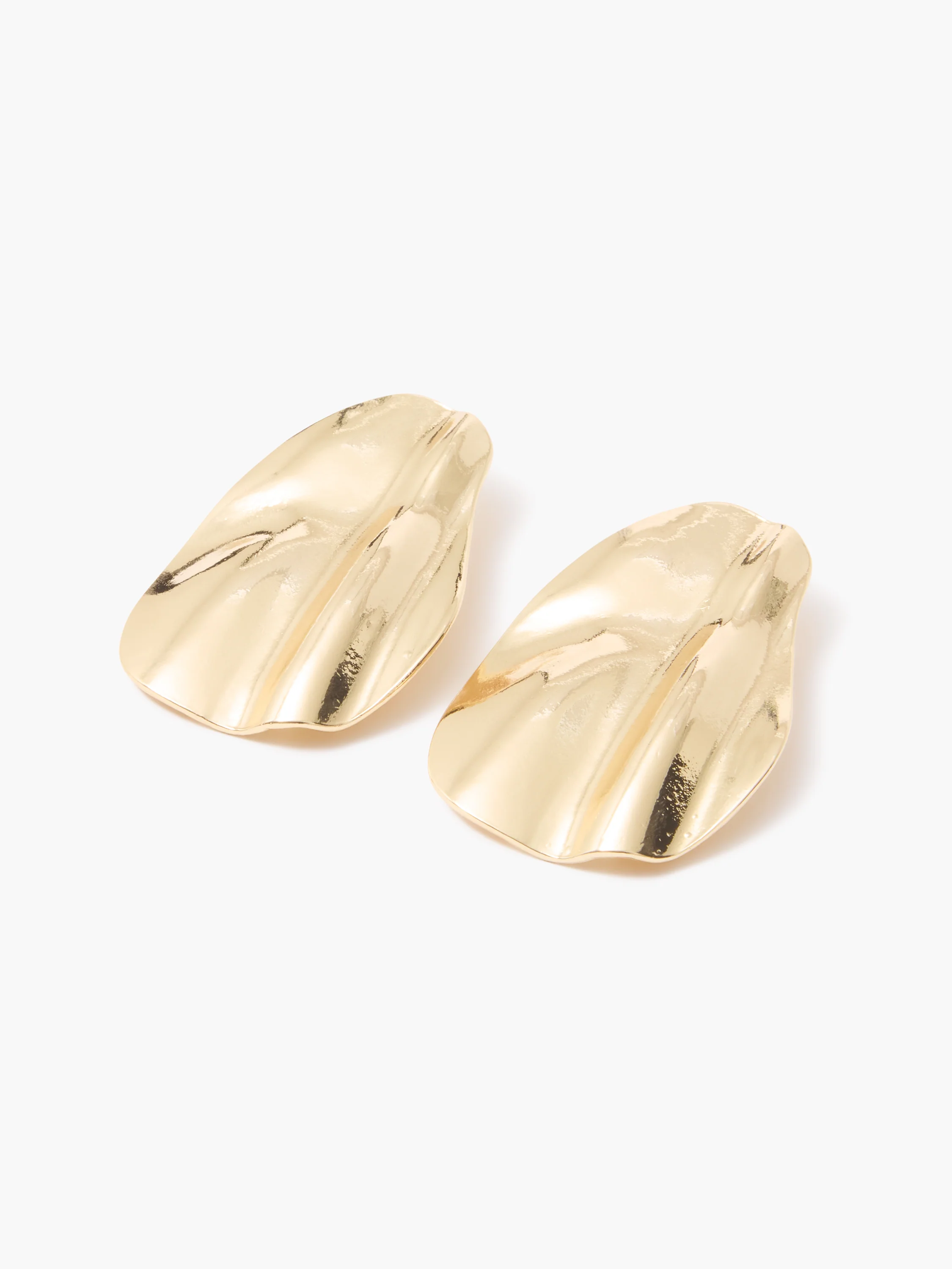 Large Pleated Oval Stud Earrings