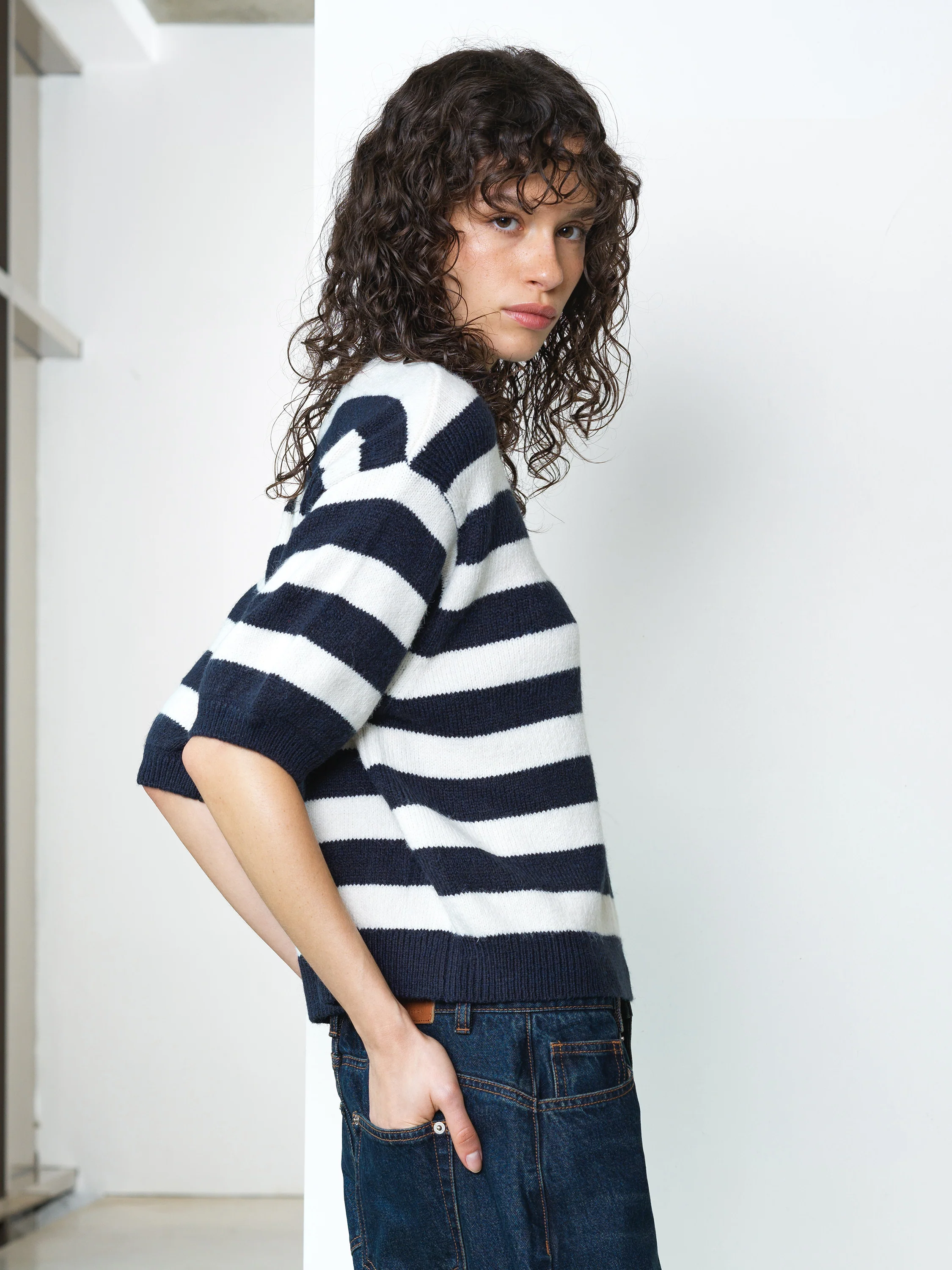 Larisa Knit Short Sleeve Striped Jumper - Image 2