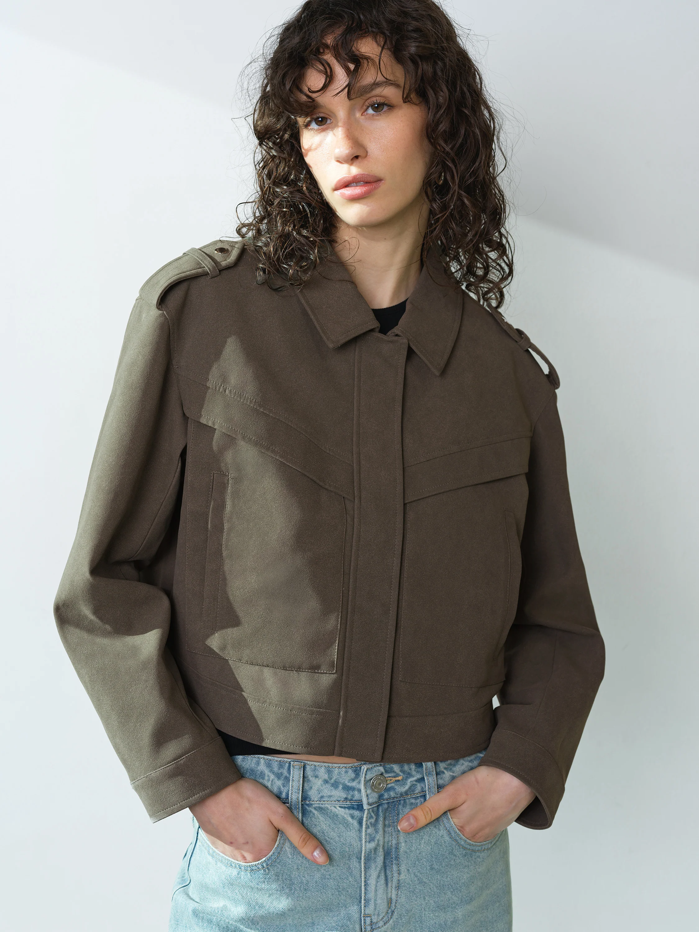 Larissa Faux Suede Bomber Jacket - Image 5