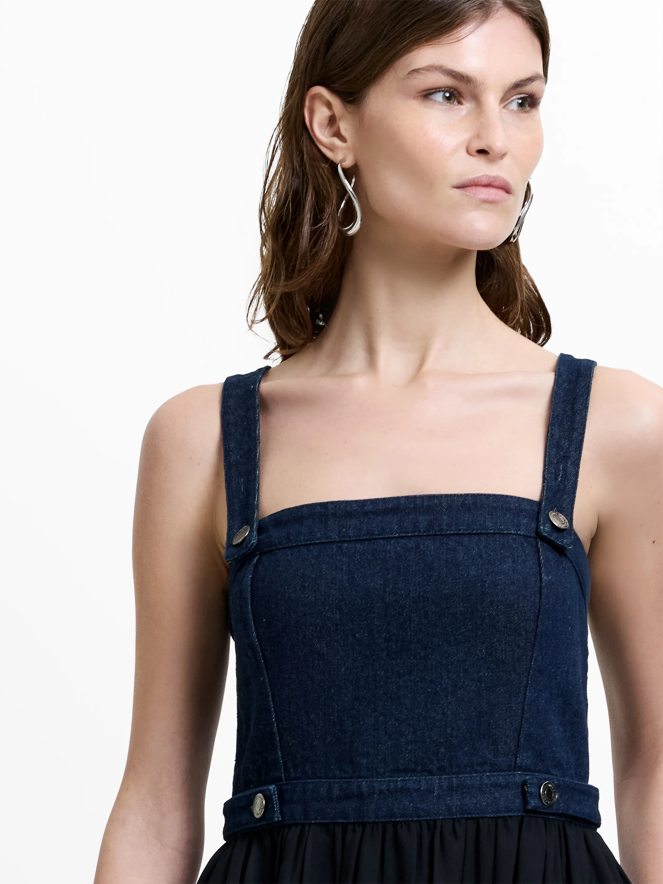 Leighton Denim Mix Midi Dress - Image 4