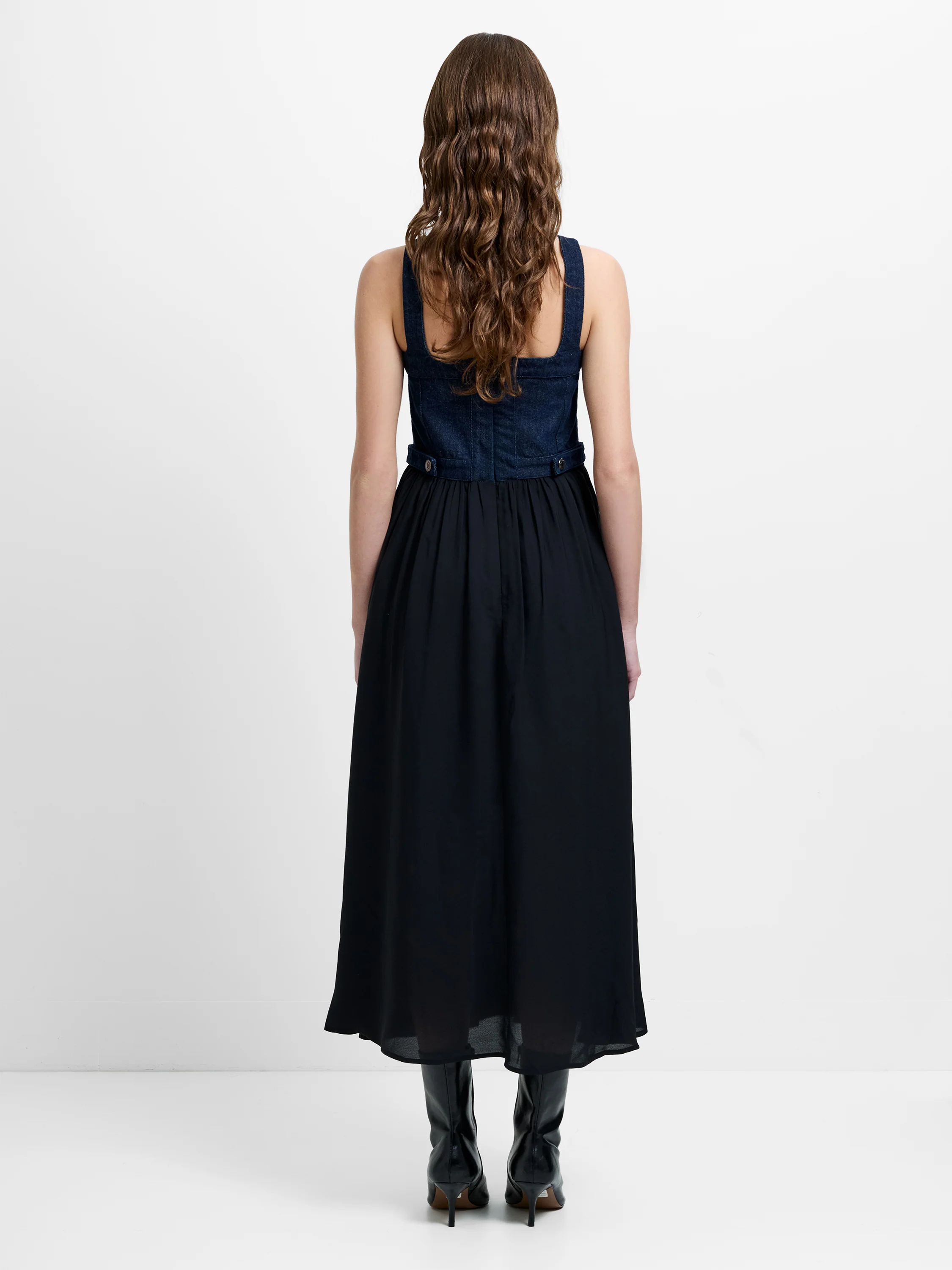 Leighton Denim Mix Midi Dress - Image 5