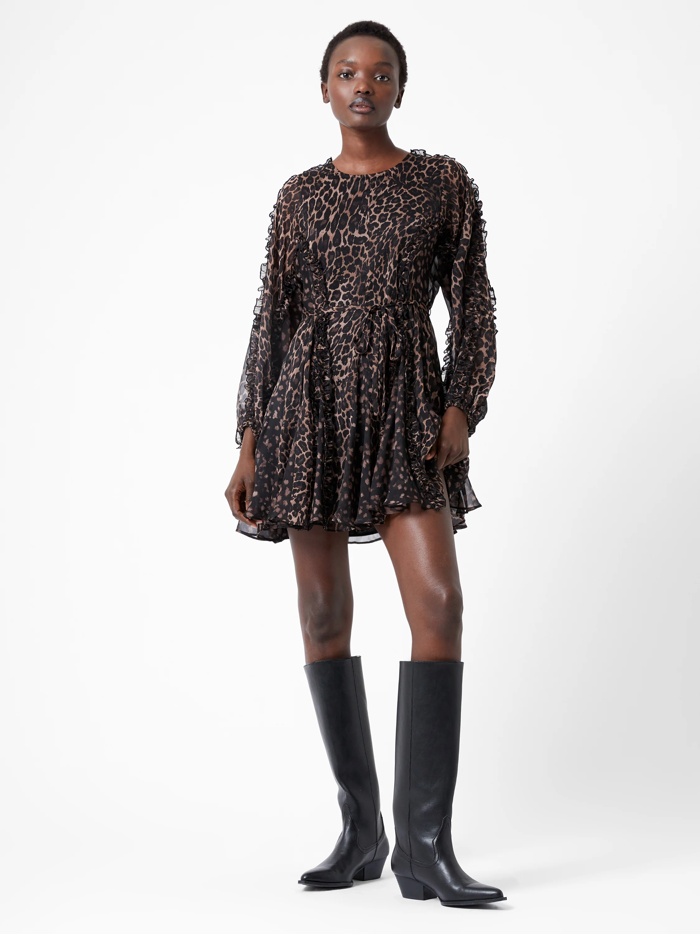 Leopard Ruffle Mini Dress - Image 2
