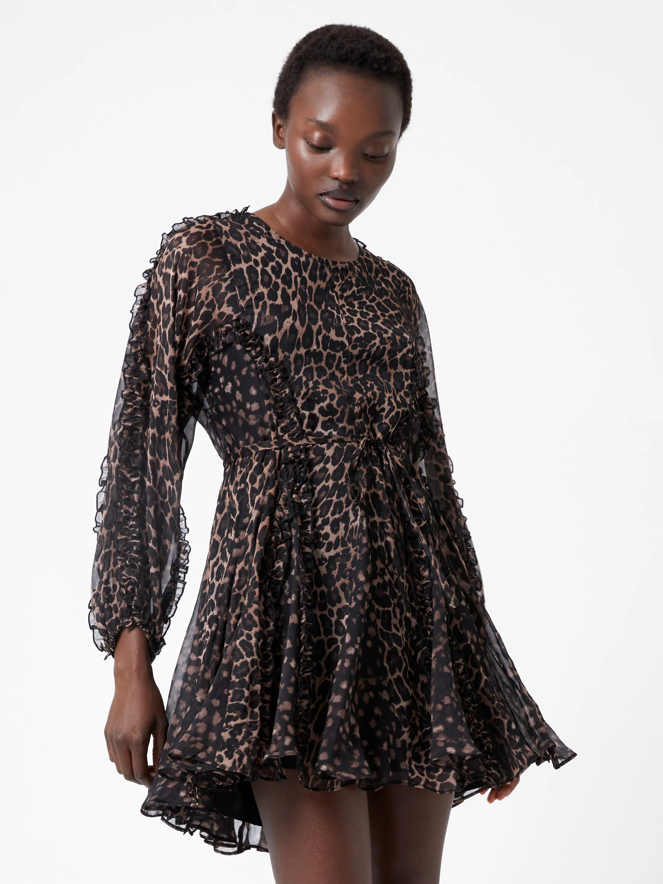 Leopard Ruffle Mini Dress - Image 3