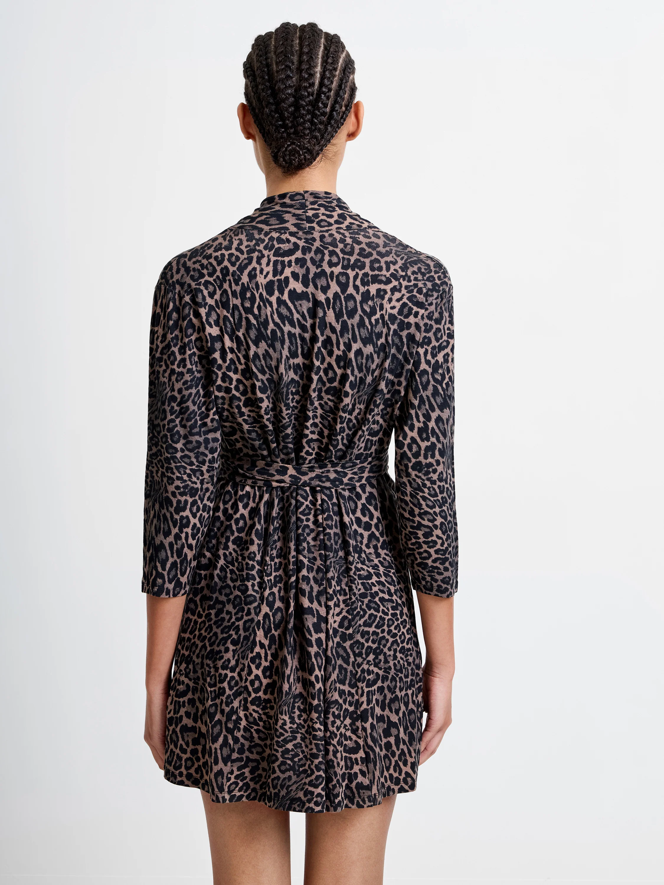 Leopard V Neck Tie Dress - Image 5