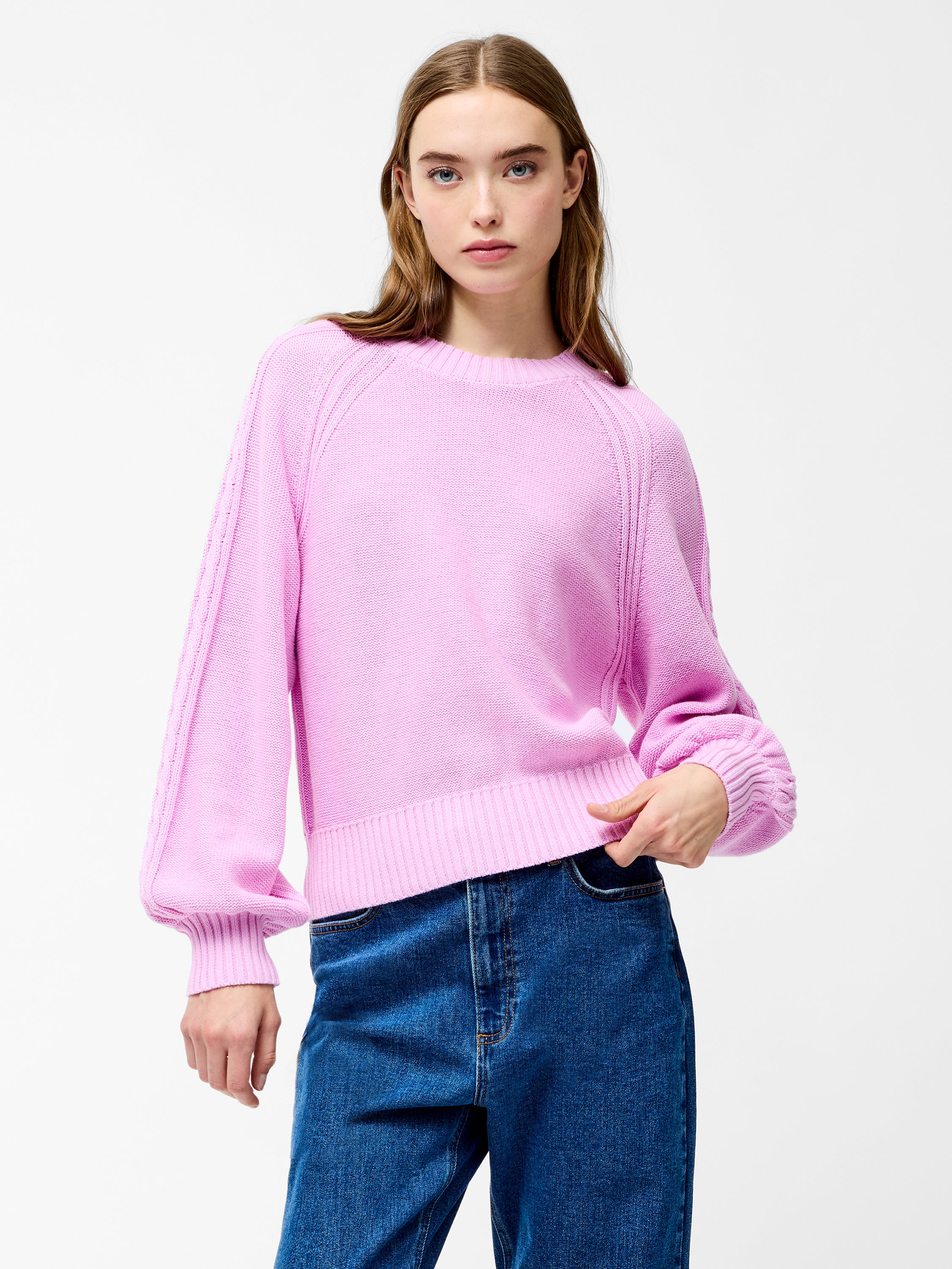 Lily Cable Knit Balloon Sleeve Jumper - Image 2