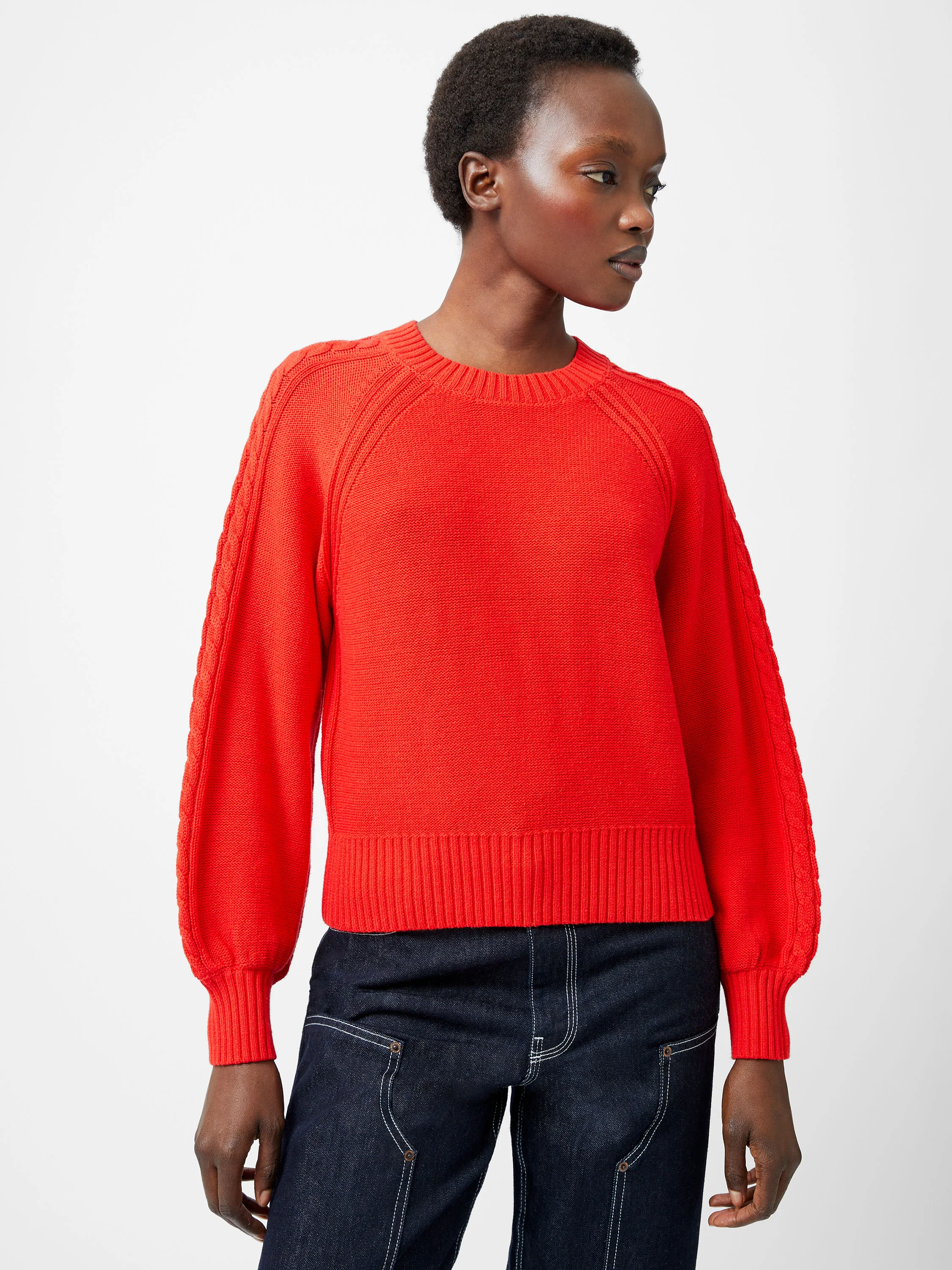 Lily Cable Knit Balloon Sleeve Jumper - Image 3