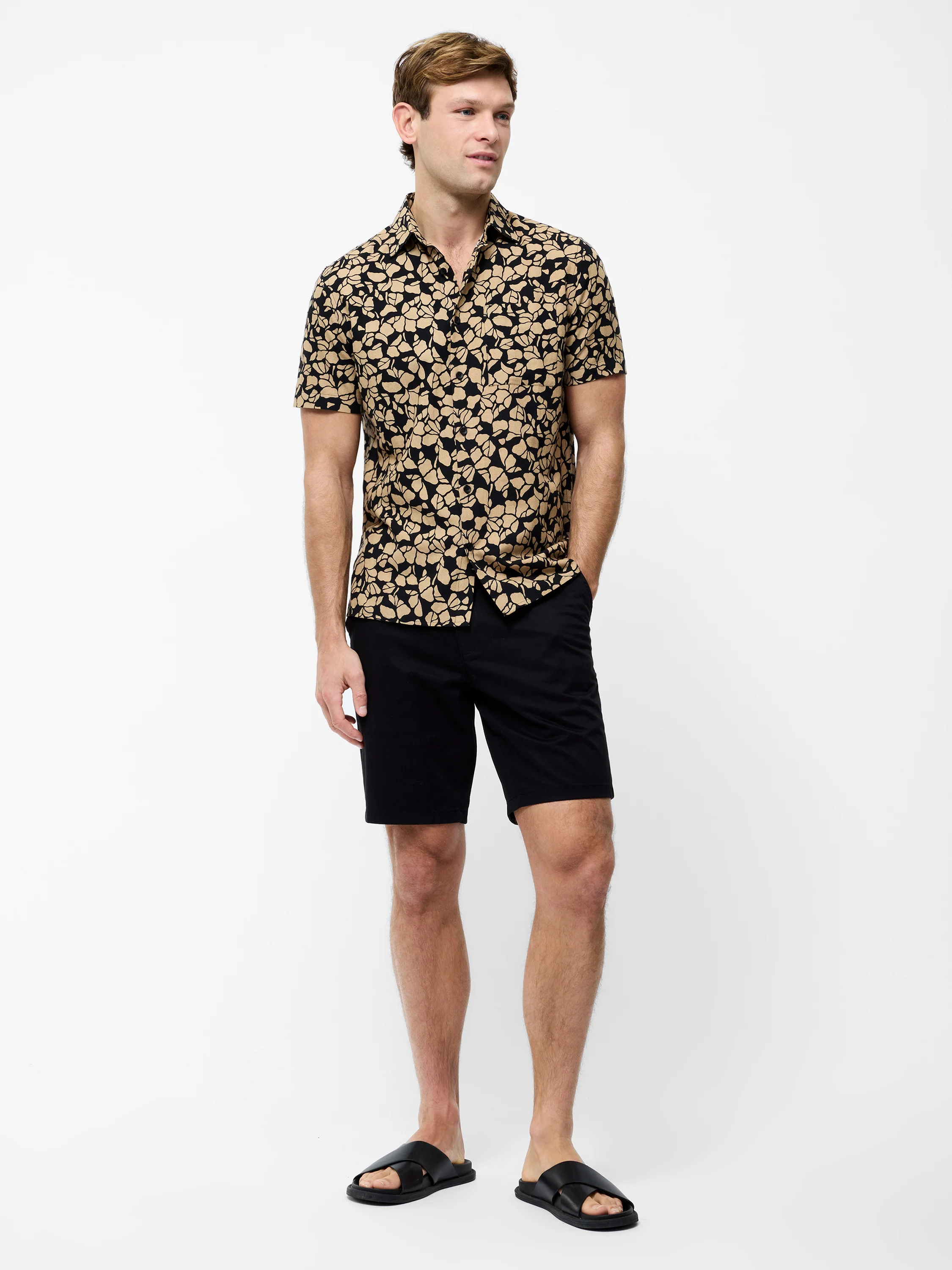Linen Blend Printed Short Sleeve Shirt - Image 2