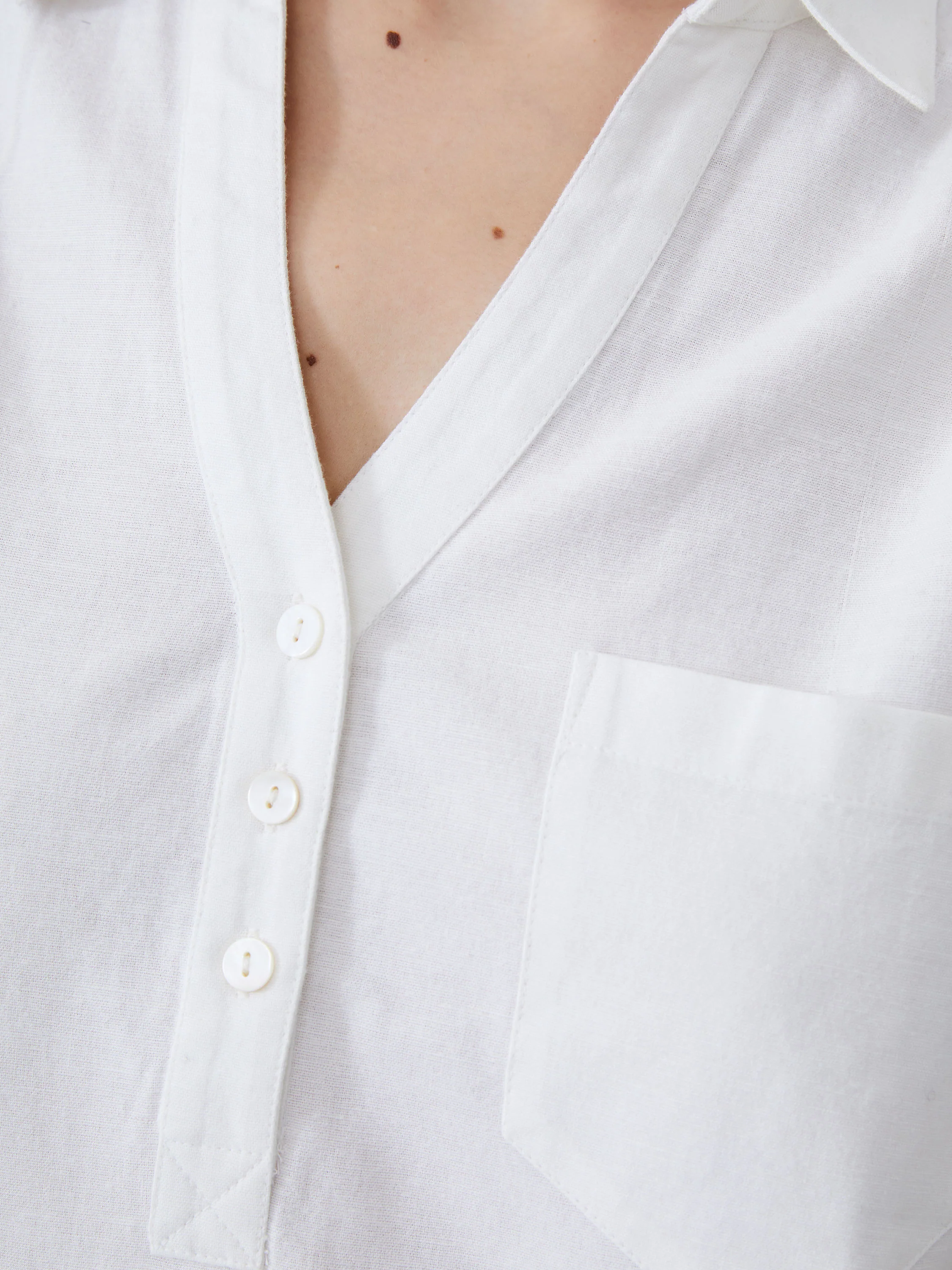 Linen Blend Vee Placket Top - Image 3