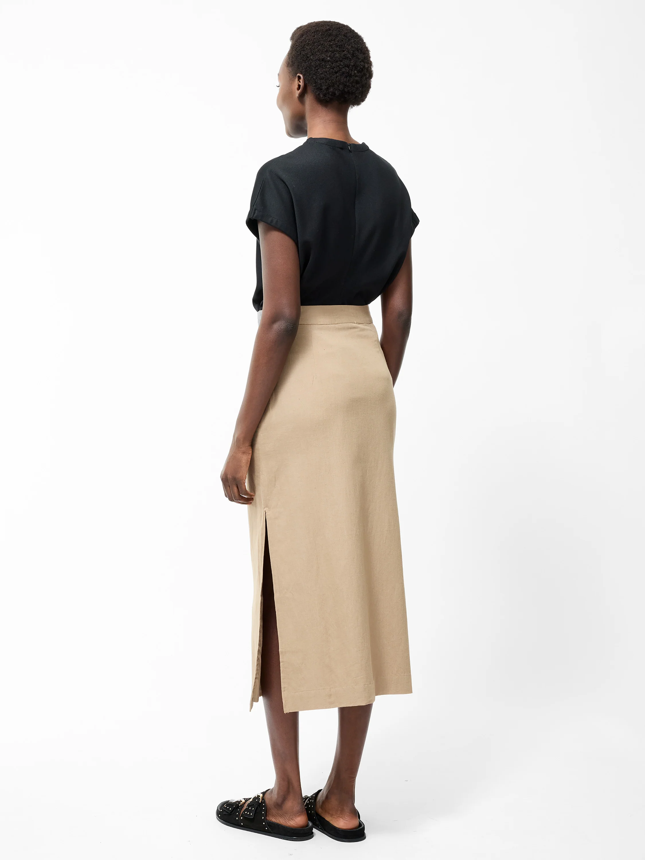 Linen Column Midi Skirt - Image 4