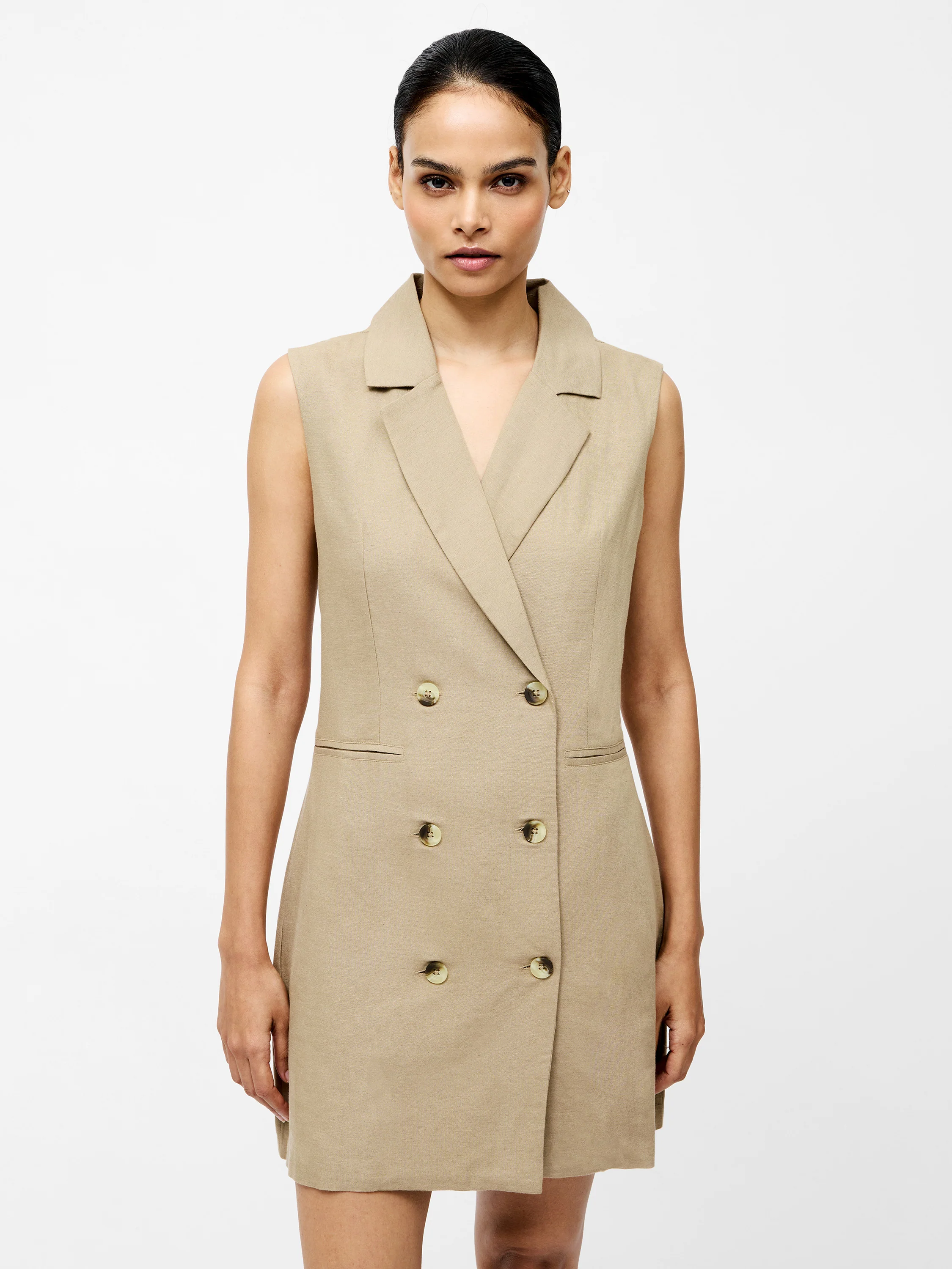 Linen Sleeveless Blazer Dress - Image 4