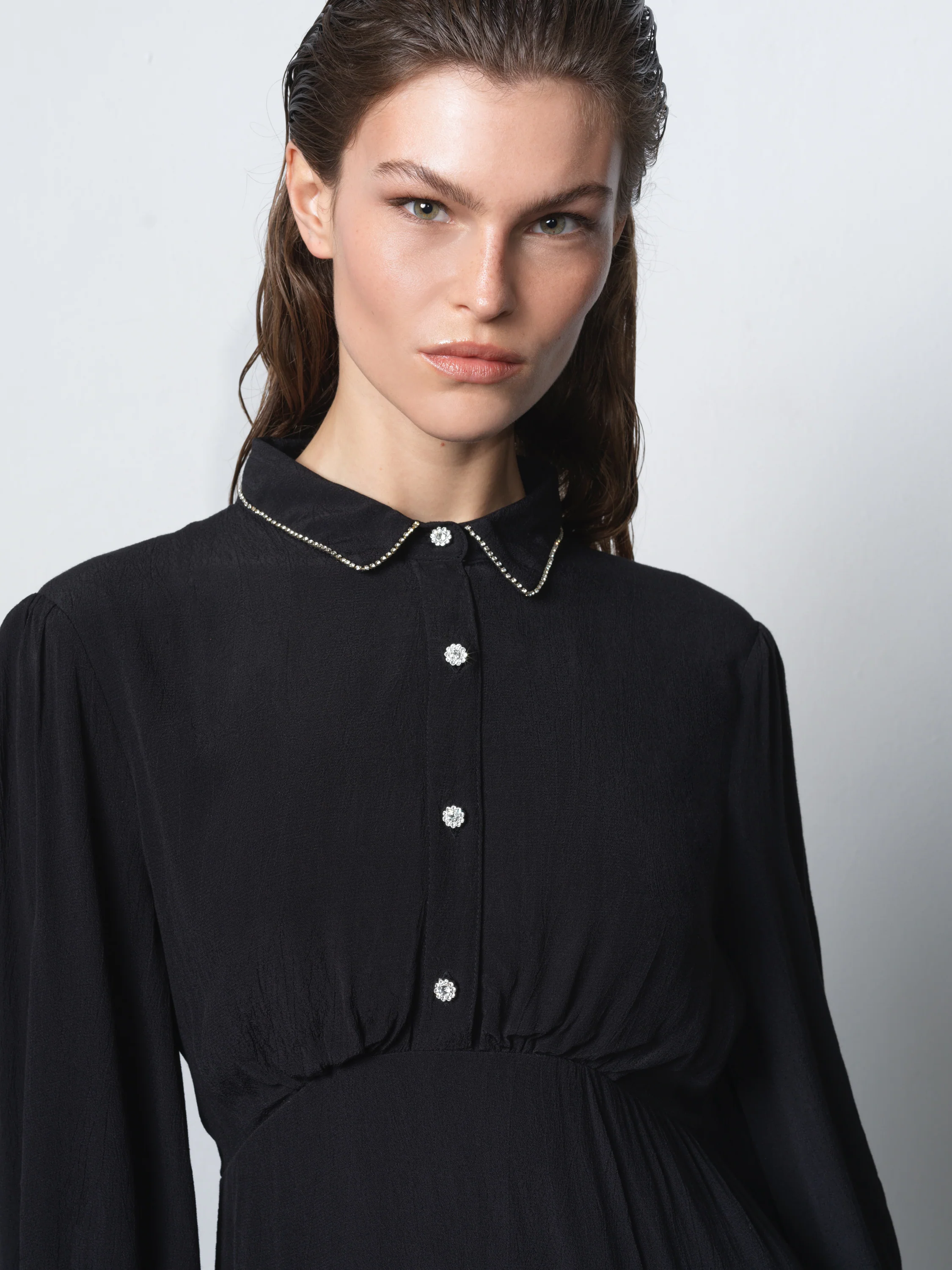 Lizzy Eco Diamante Collar Midi Dress - Image 5