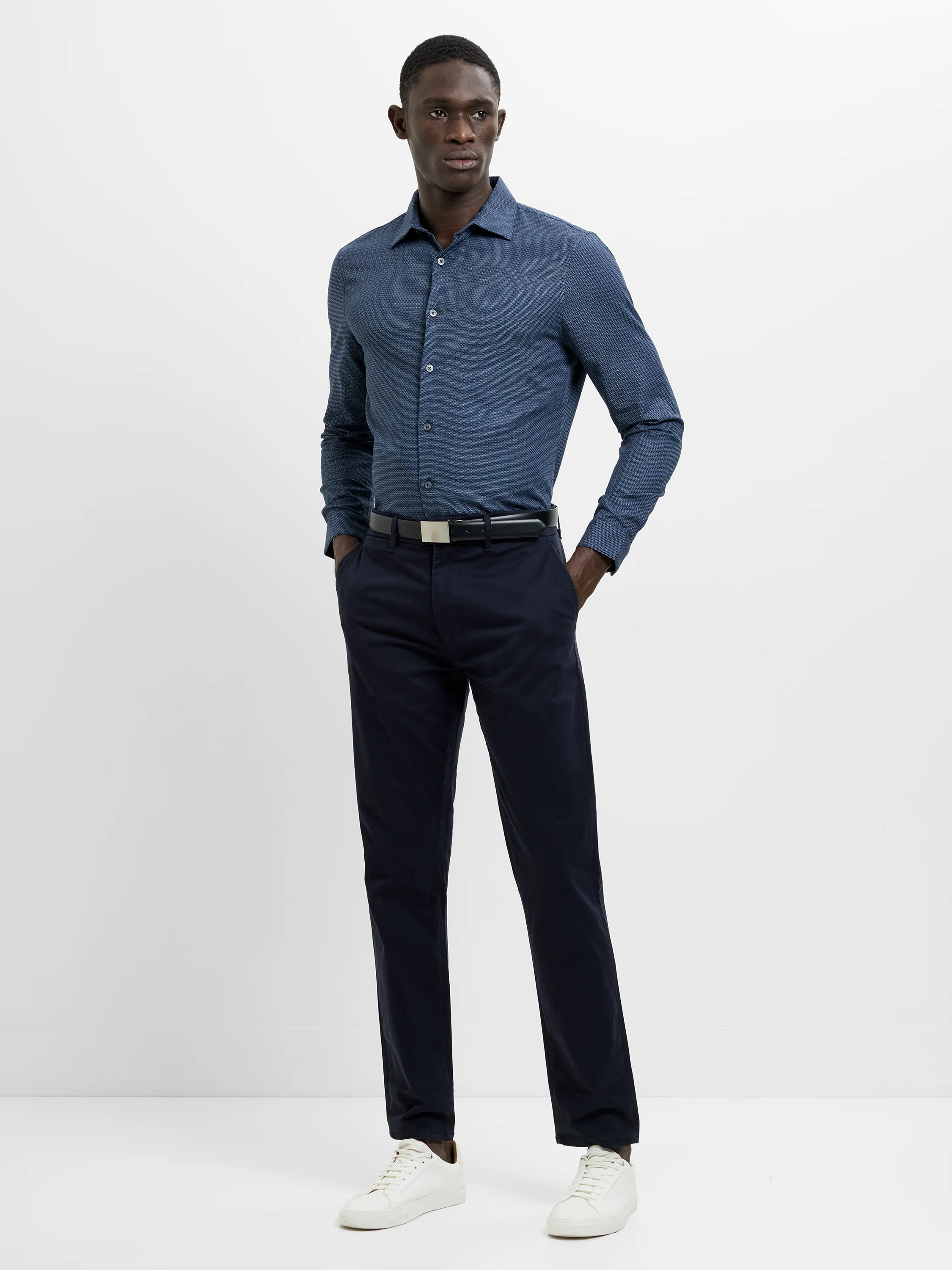 Long Sleeve Basket Weave Two Tone Tweed Shirt - Image 3