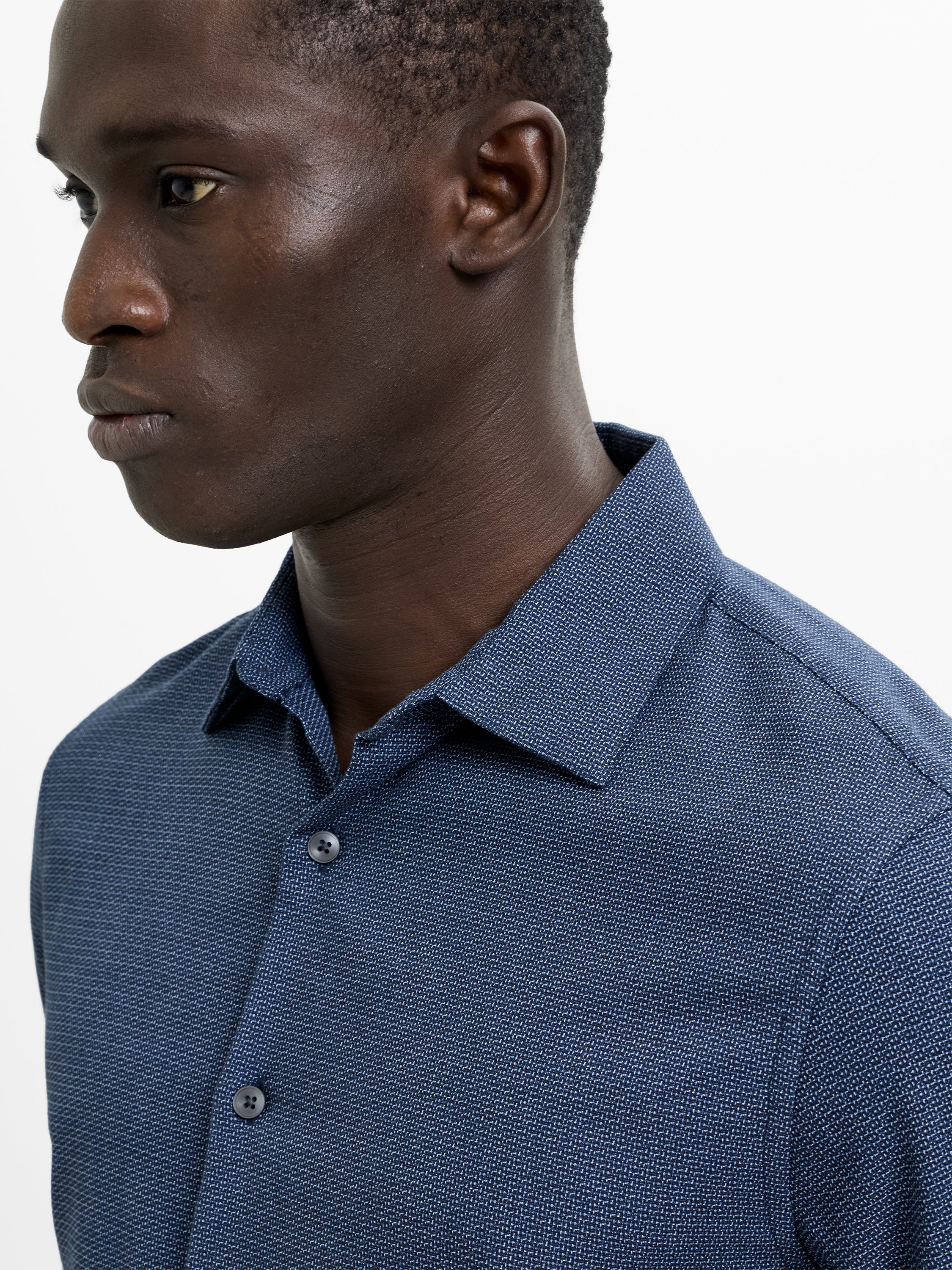 Long Sleeve Basket Weave Two Tone Tweed Shirt - Image 5