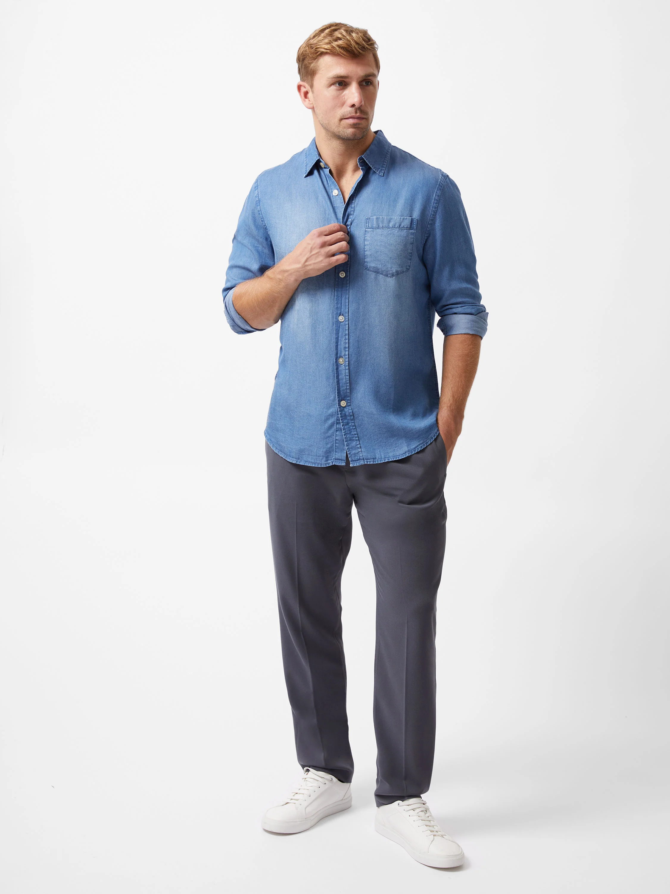 Long Sleeve Denim Lyocell Shirt - Image 2