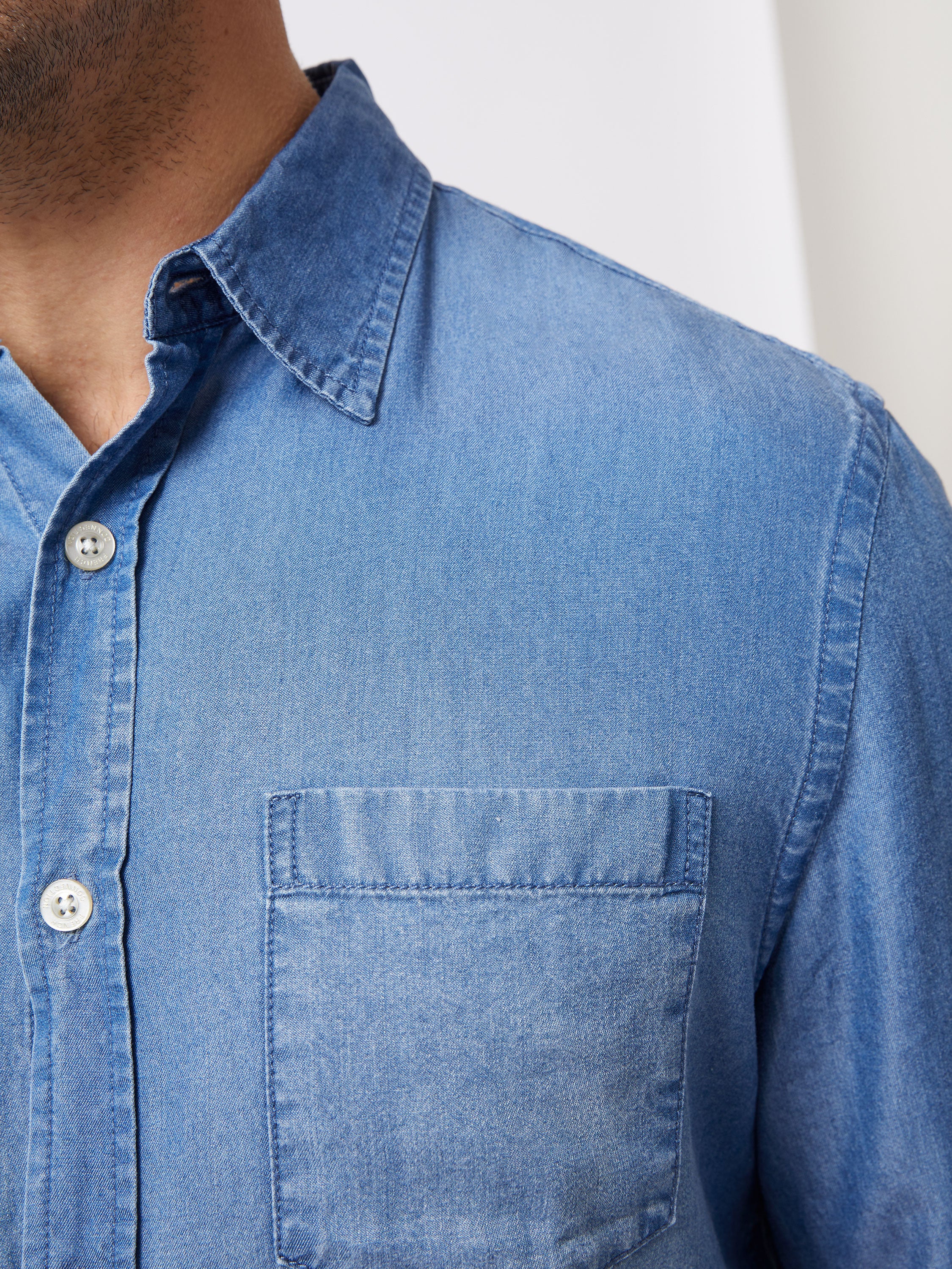 Long Sleeve Denim Lyocell Shirt - Image 3