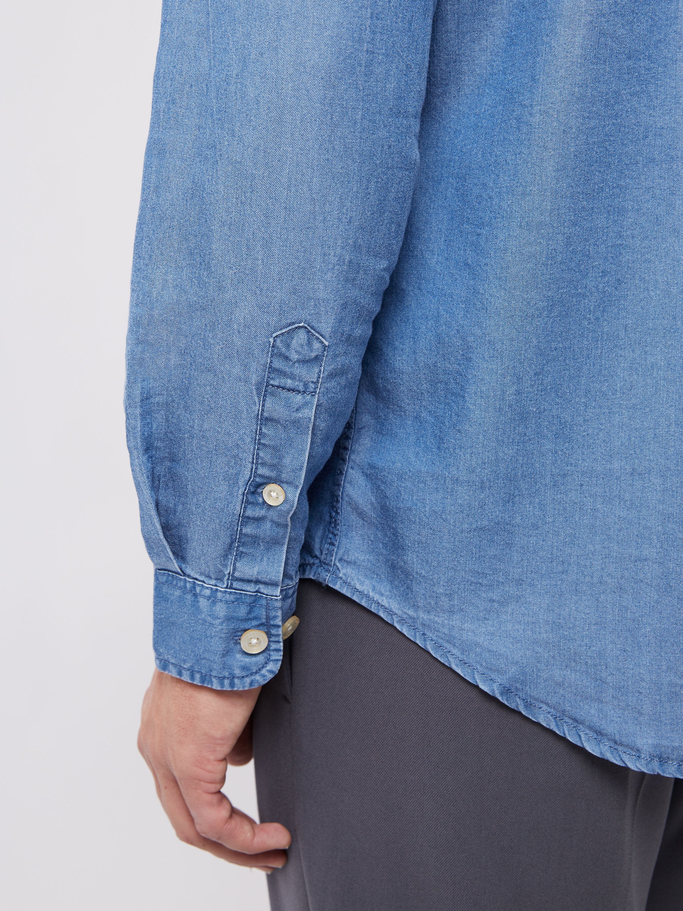 Long Sleeve Denim Lyocell Shirt - Image 4