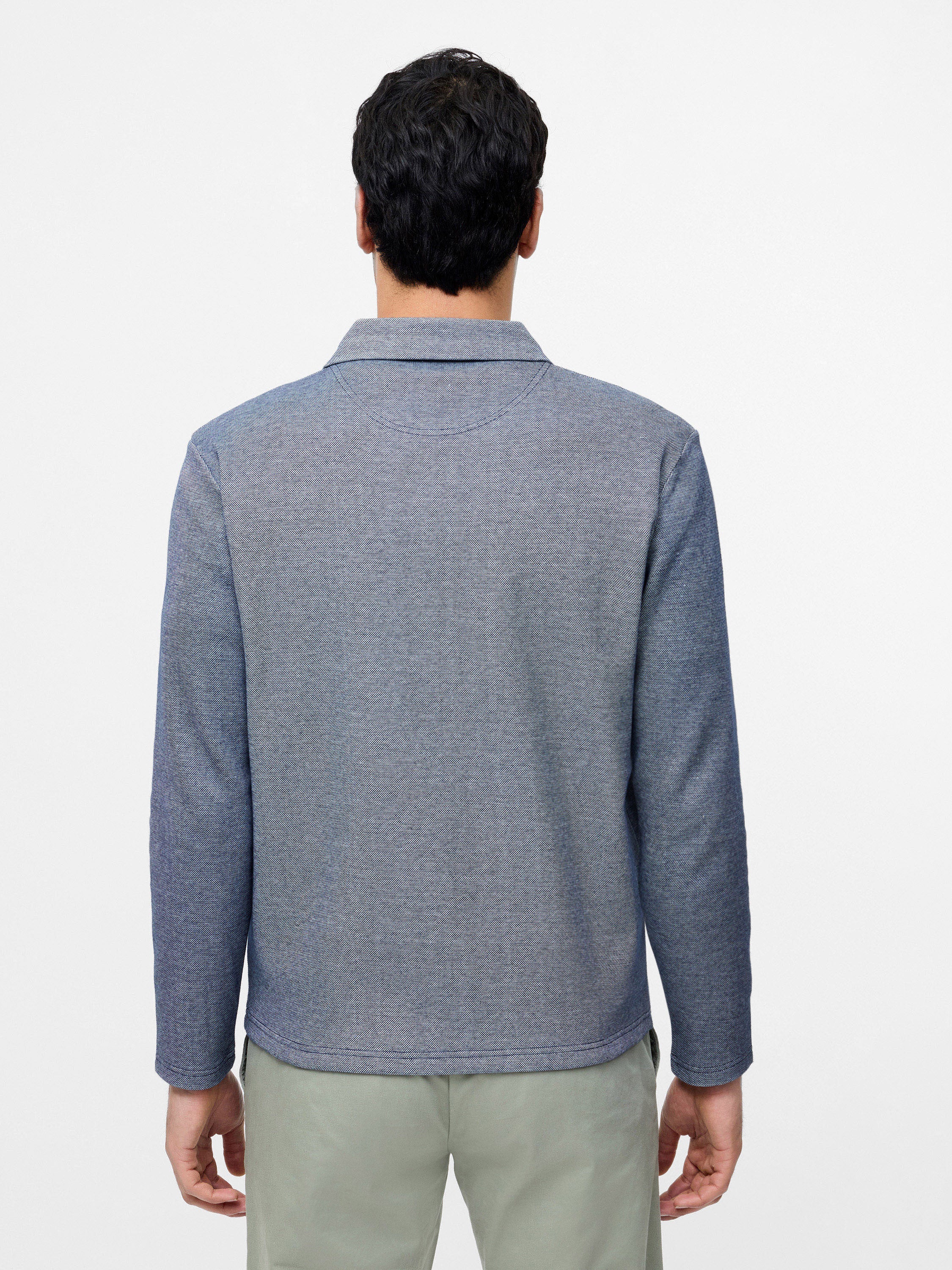 Long Sleeve Double Face Pique Zip Through Shirt - Image 6