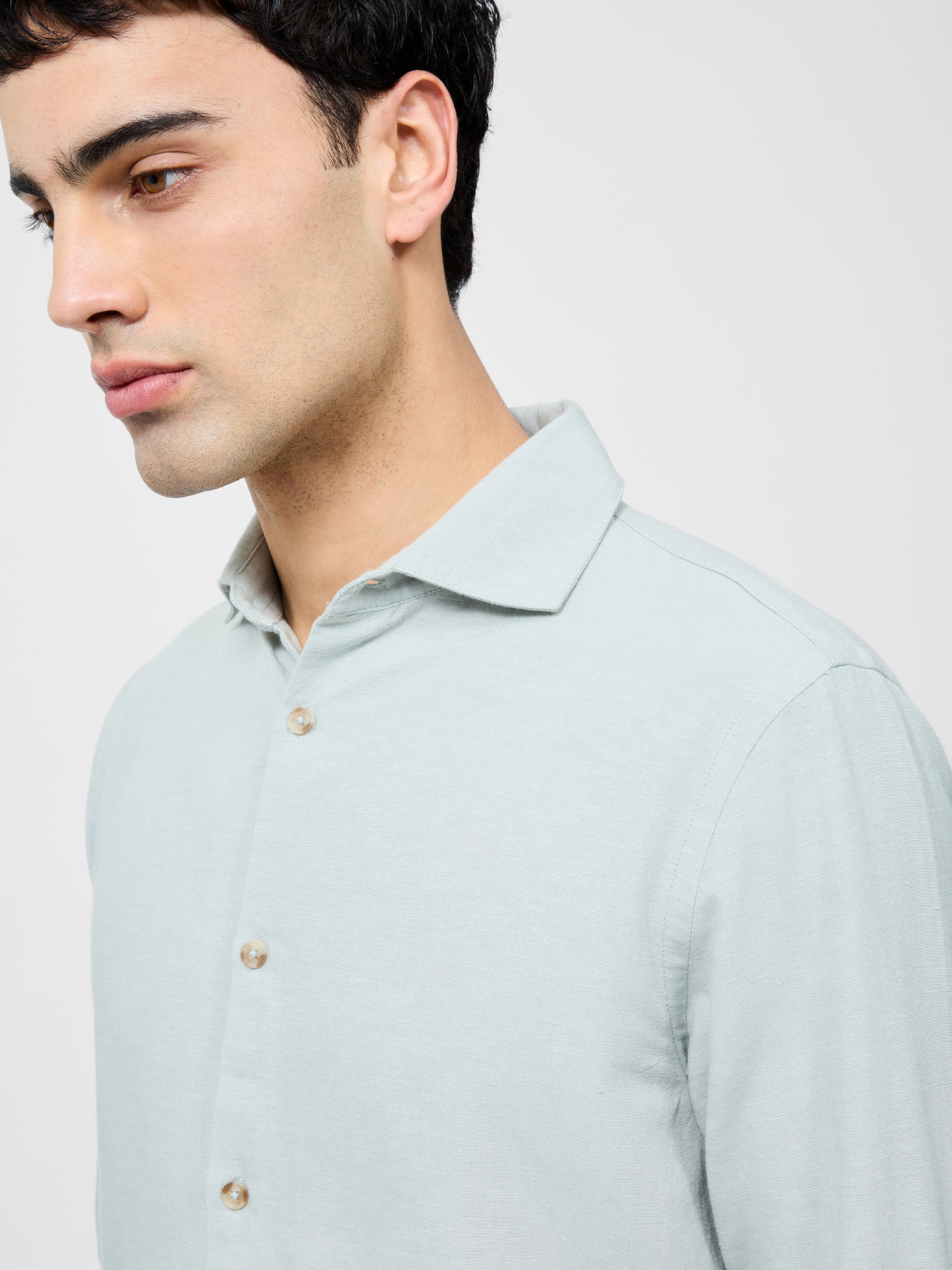 Long Sleeve Linen Blend Shirt - Image 3