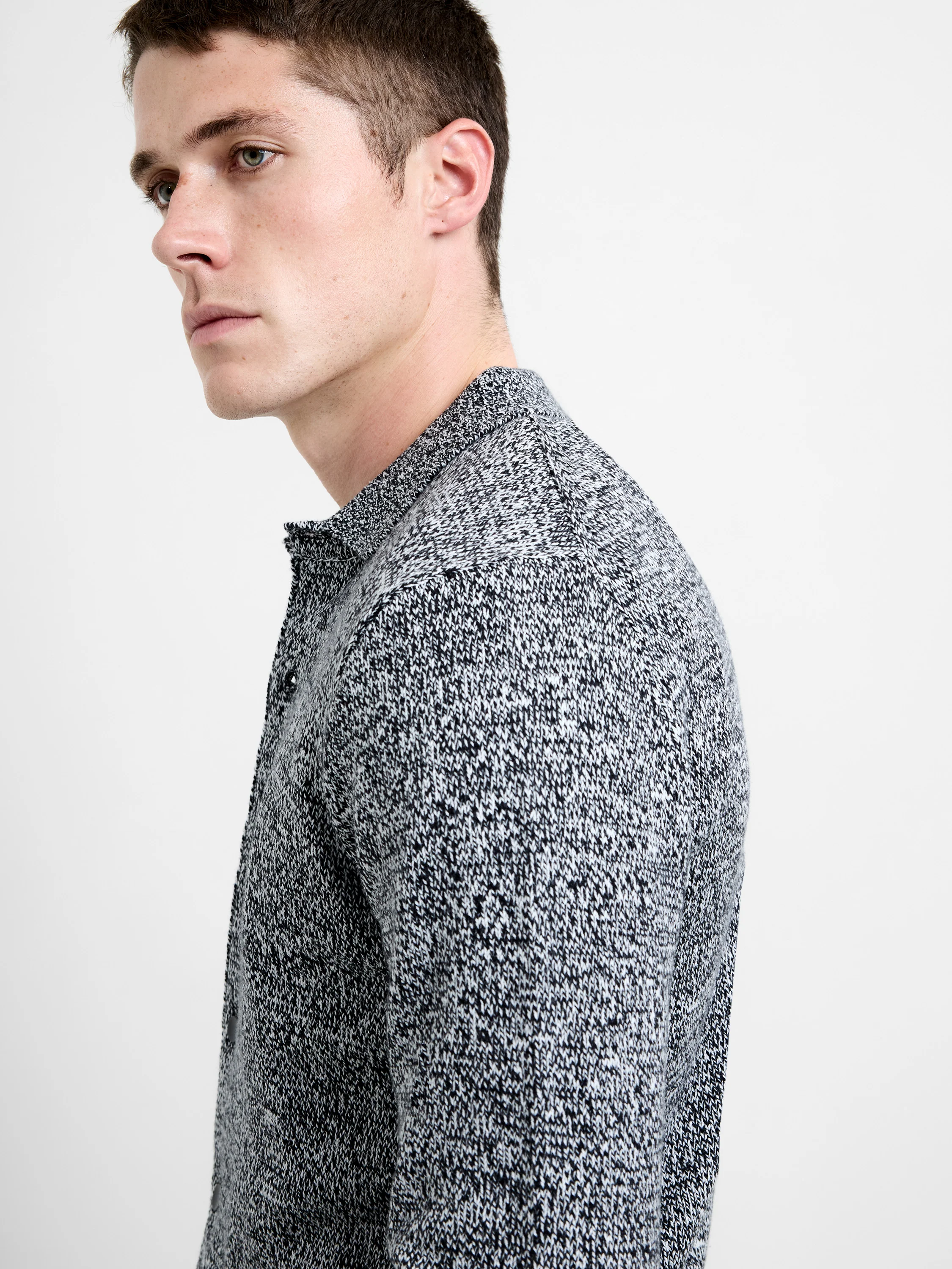 Long Sleeve Melange Knitted Shirt - Image 4