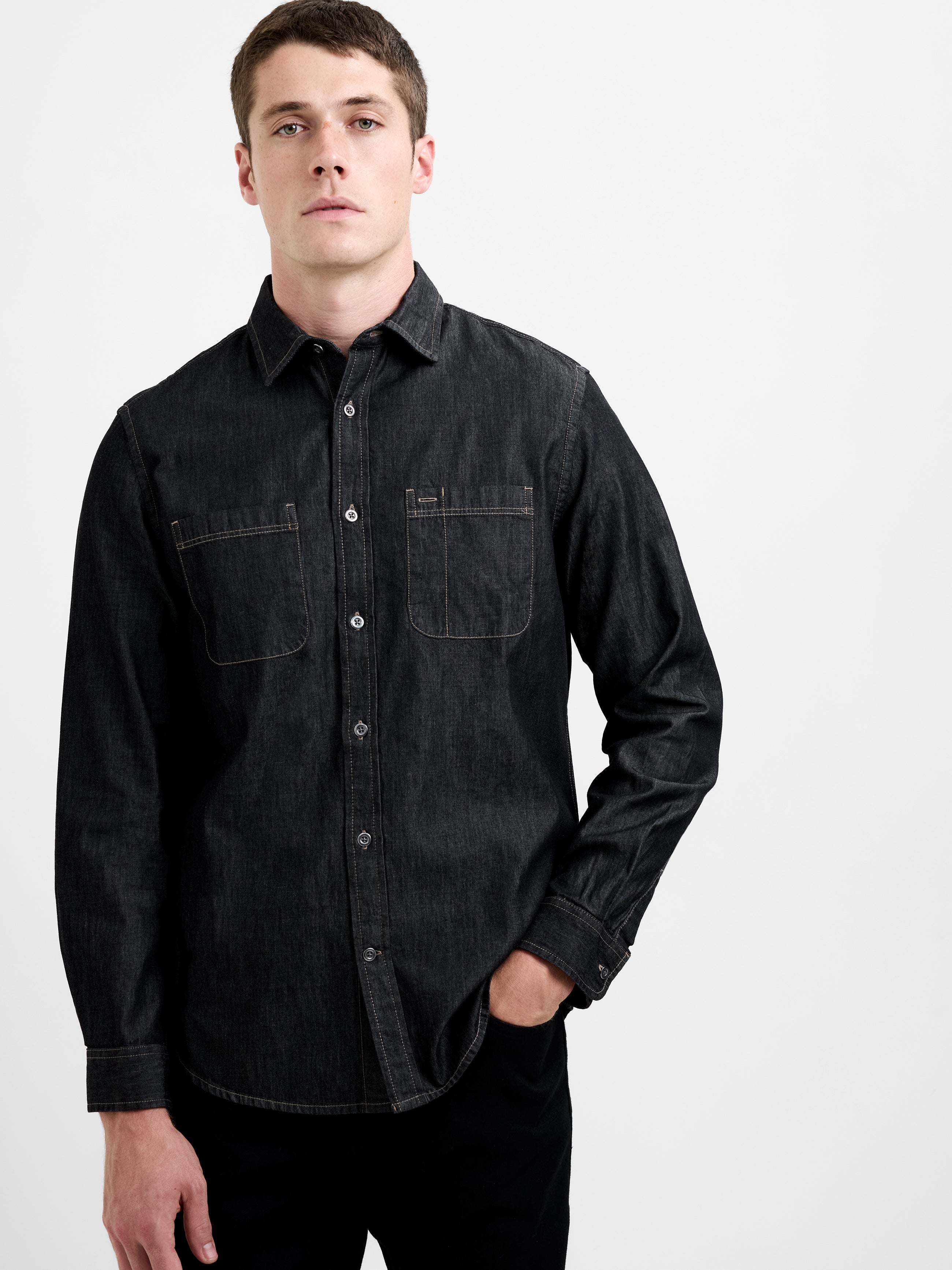 Long Sleeve Regular Fit Denim Shirt - Image 3