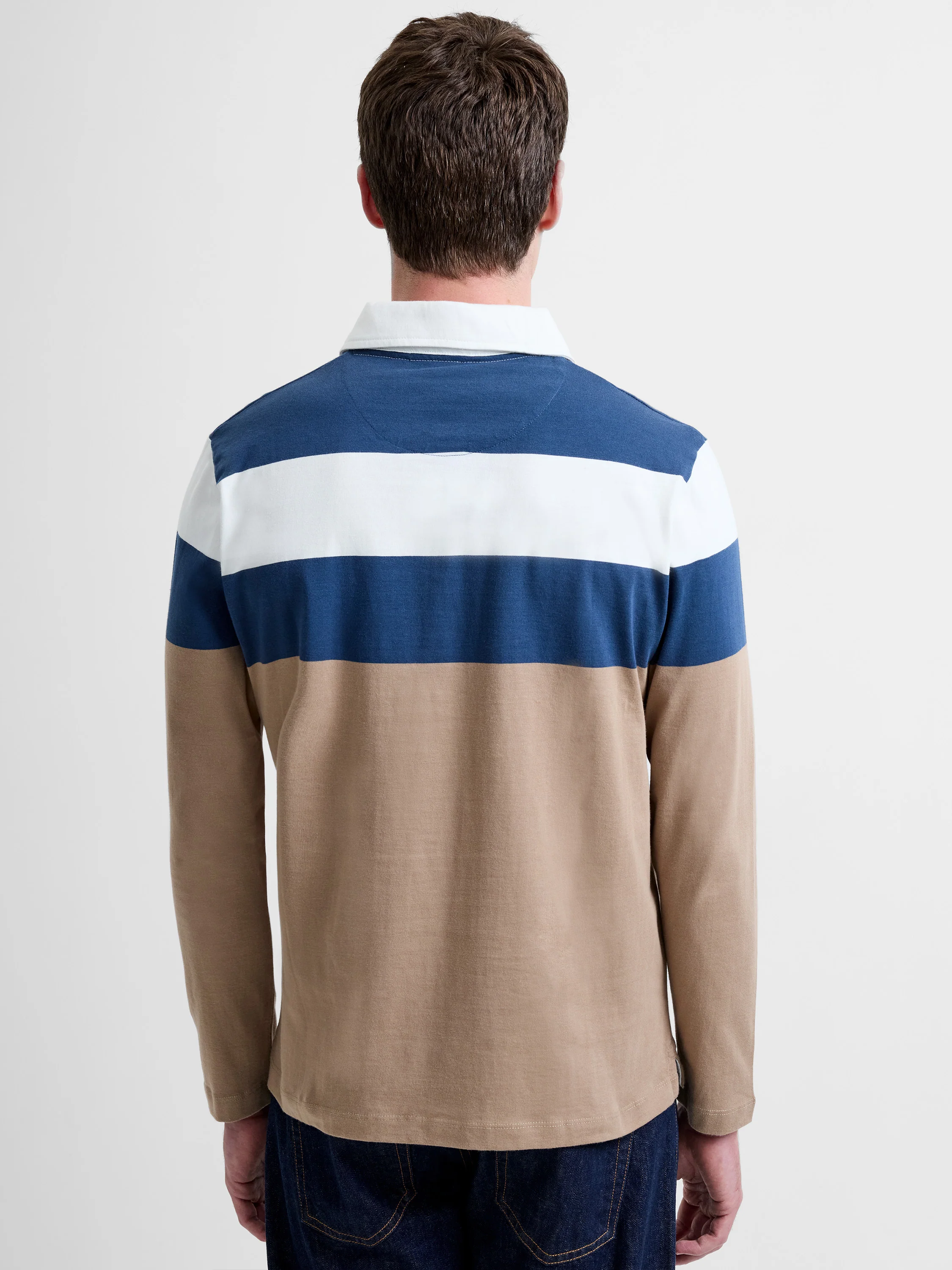 Long Sleeve Striped Zippered Polo Shirt - Image 5