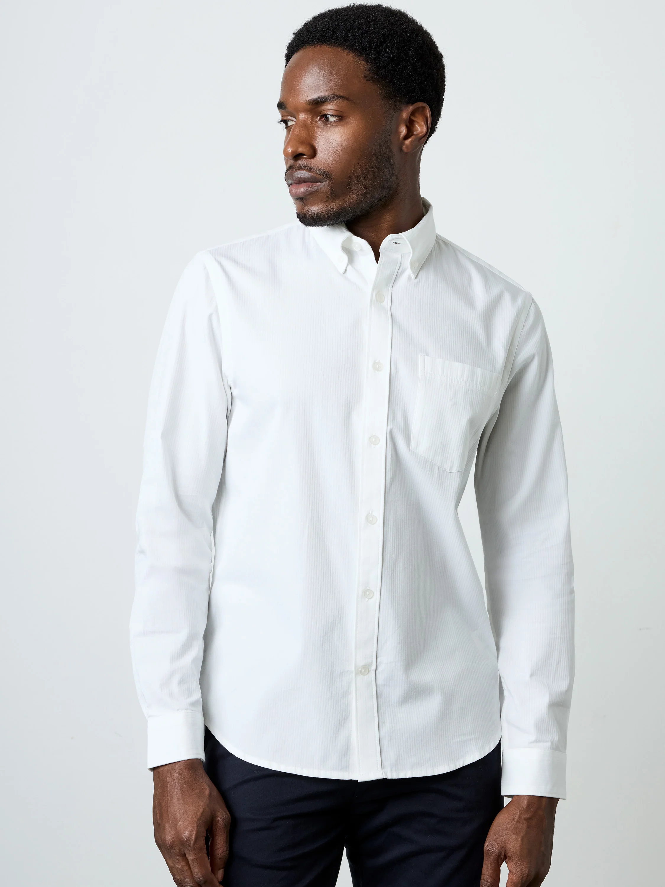 Long Sleeve Tonal Stripe Shirt - Image 3