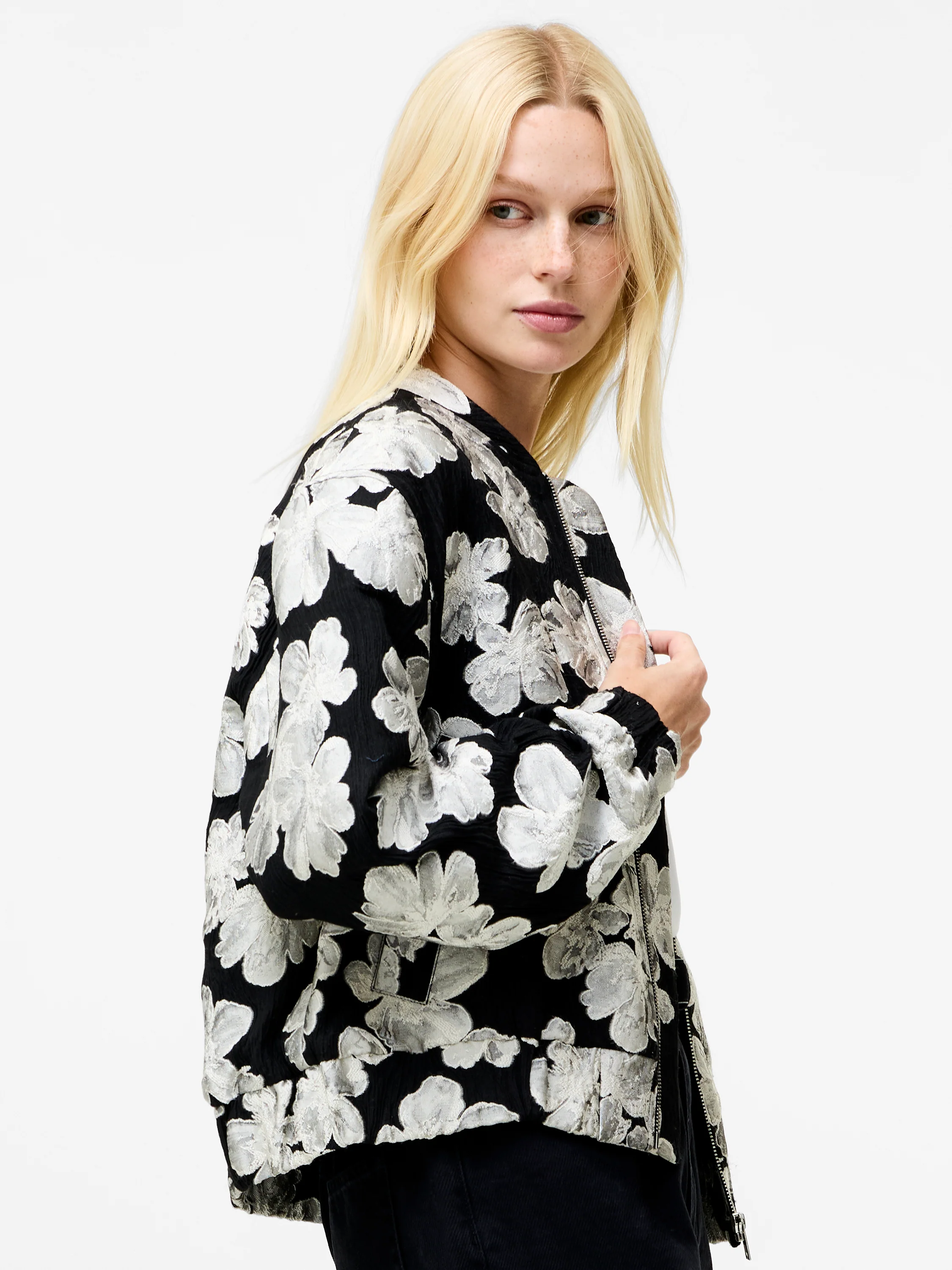 Lora Poly Jacquard Bomber Jacket - Image 5