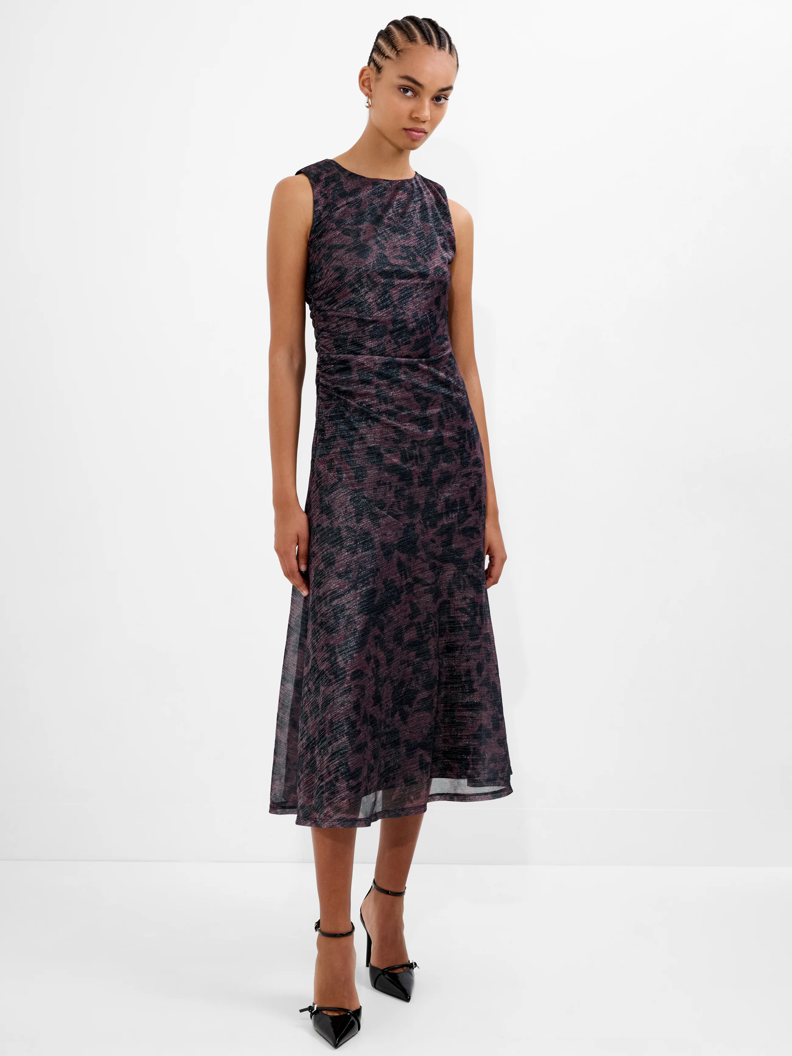 Lorrie Lurex Round Neck Midi Dress - Image 2