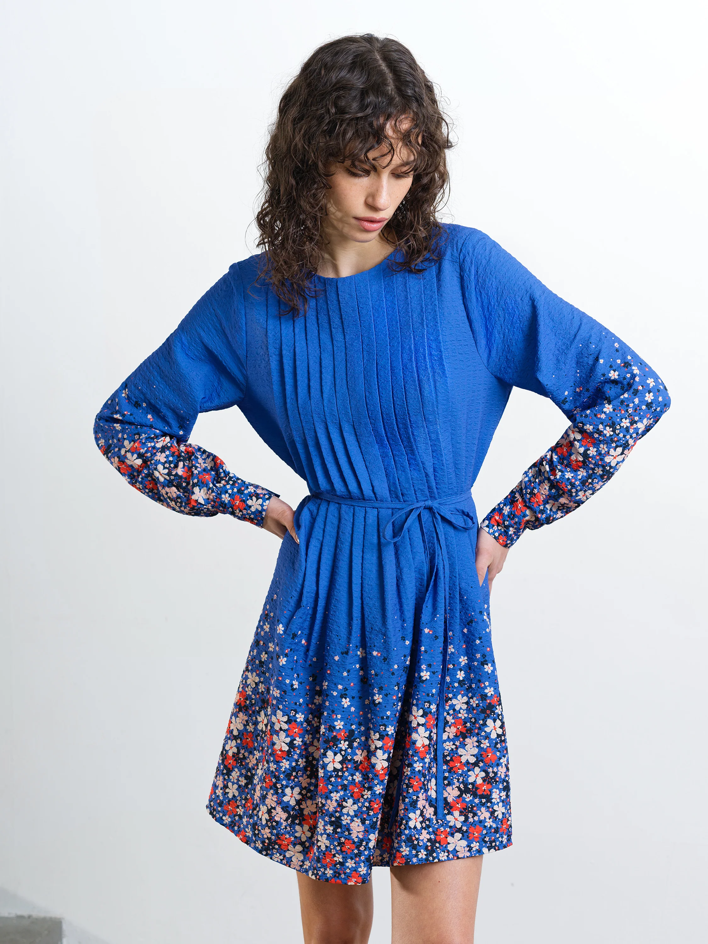 Lucy Milani Pintuck Belted Smock Dress - Image 4