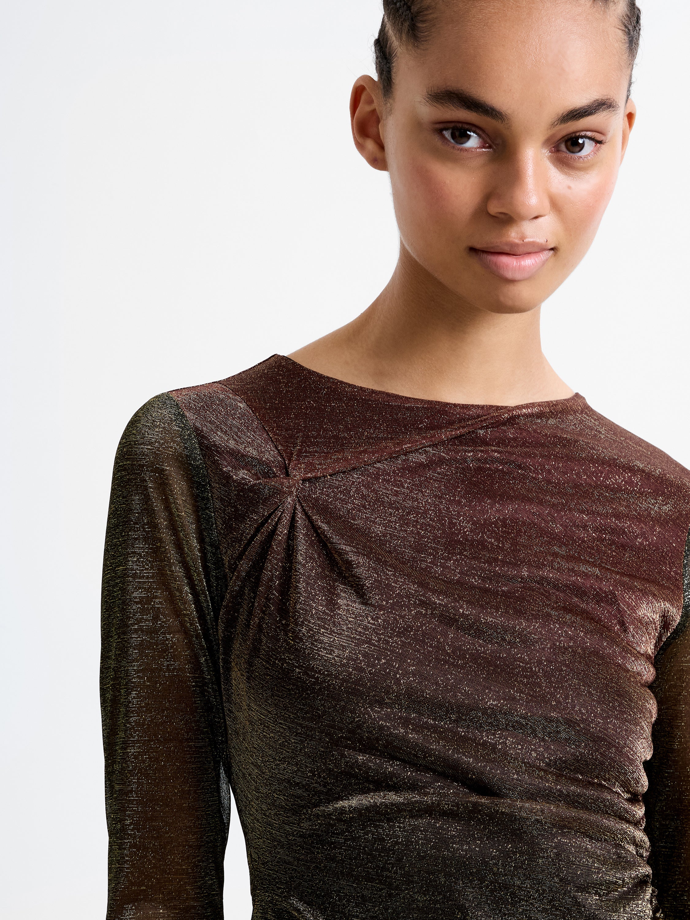 Lurex Long Sleeve Midi Dress - Image 3