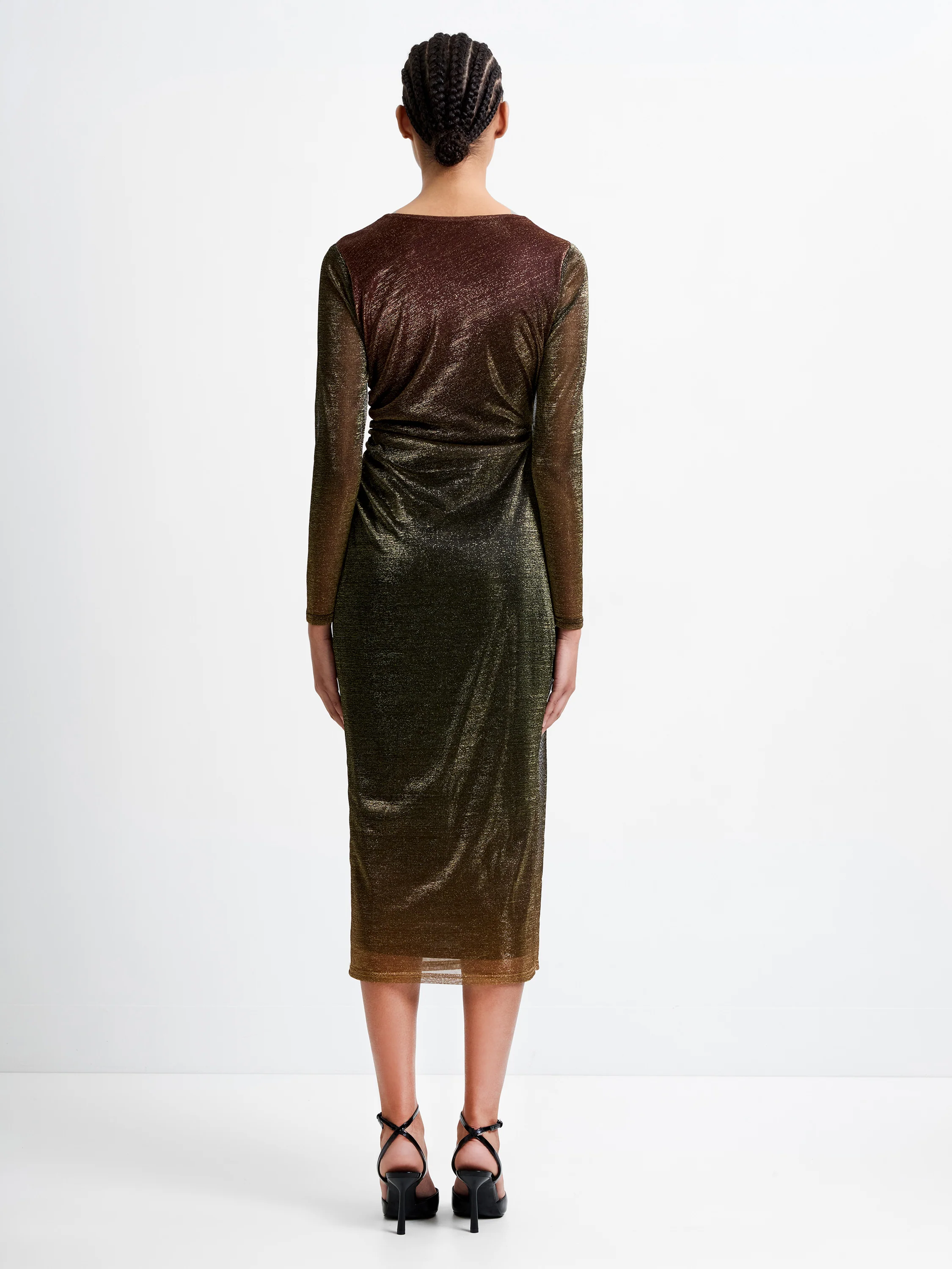 Lurex Long Sleeve Midi Dress - Image 5
